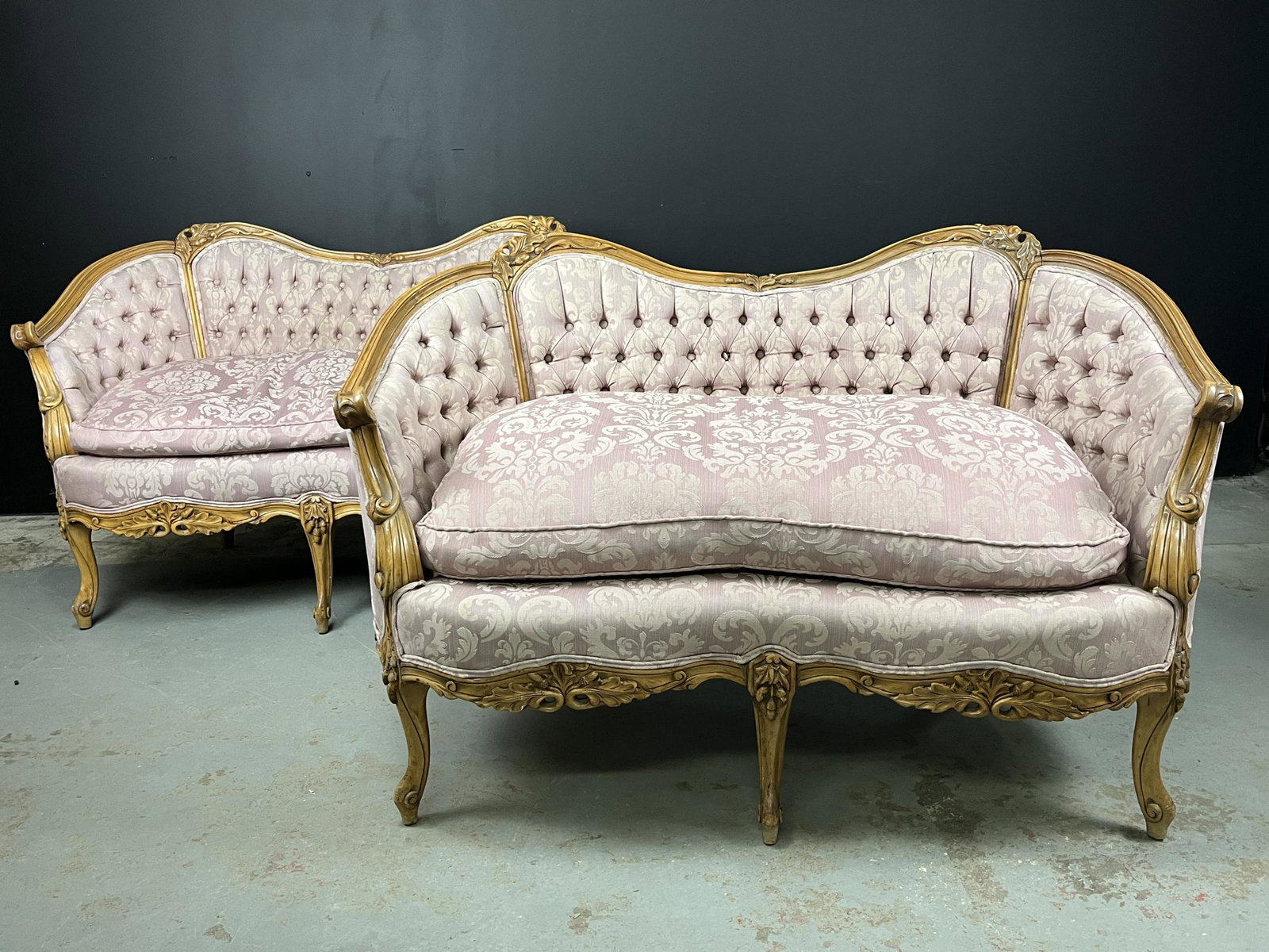 Pair of French Louis XVI Style Carved Sofas (1 of 8)