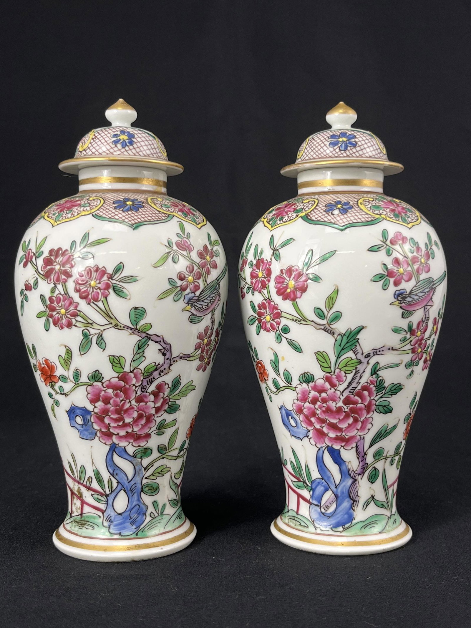 Pair 19th C French Samson Chinoiserie Covered Vases (1 of 10)