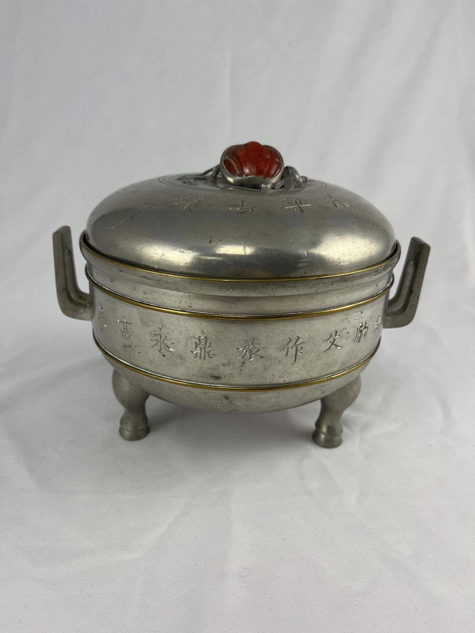 Chinese Paktong Pewter Lidded Pot Vessel (1 of 20)
