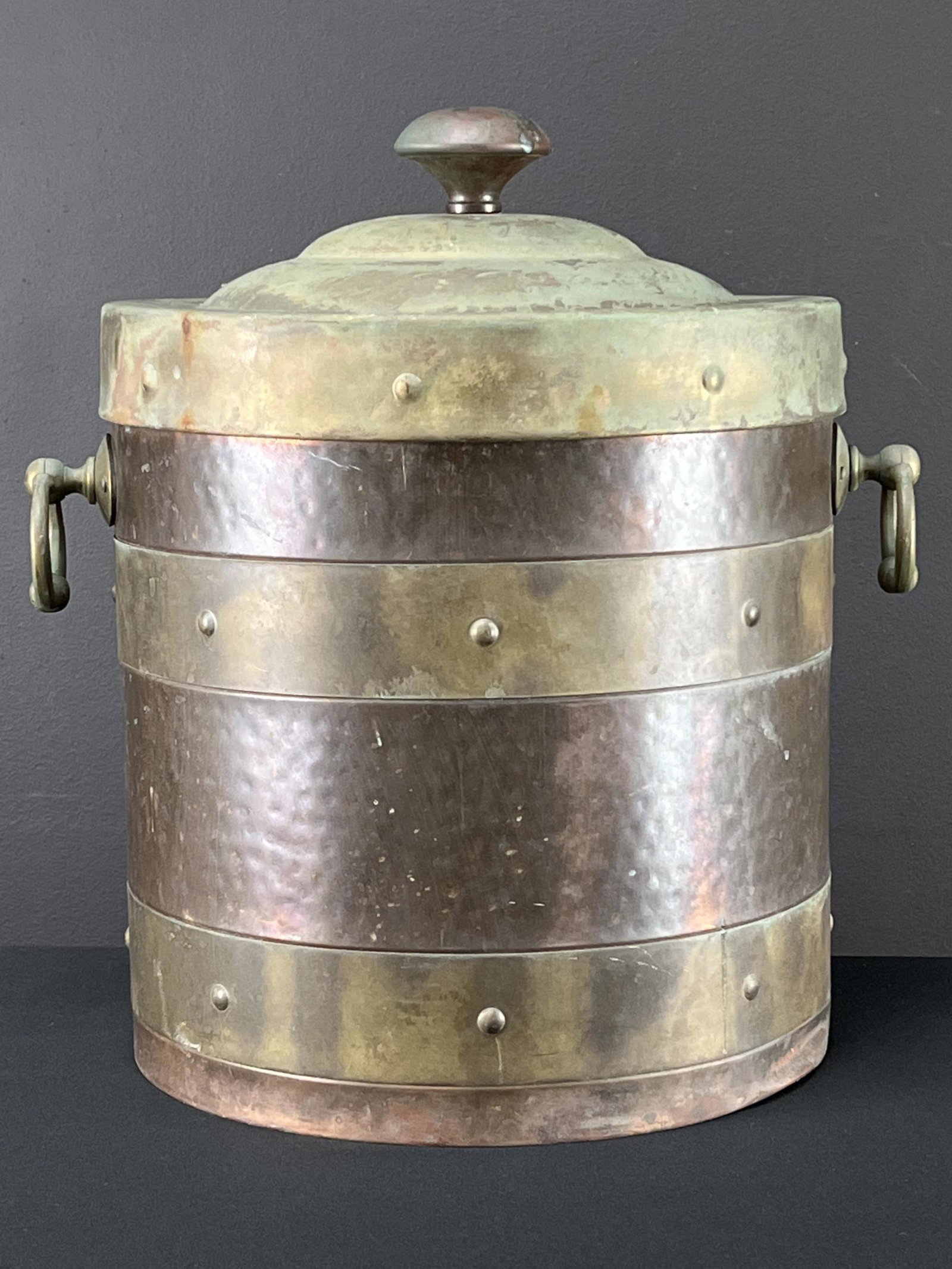 English Copper and Brass Riveted Bucket with Lid (1 of 11)