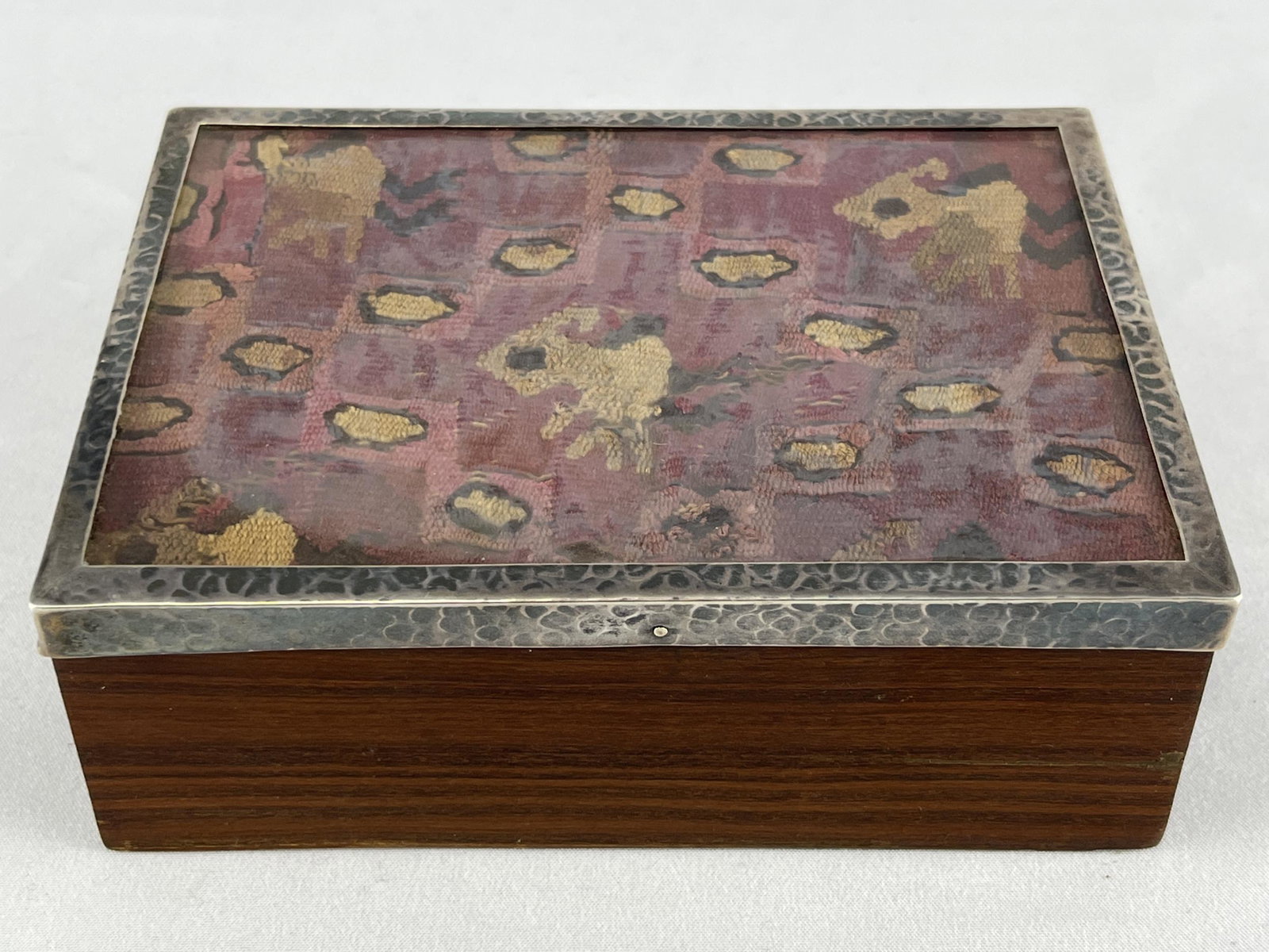 Peru / Inca Textile Silver And Wood Box (1 of 7)