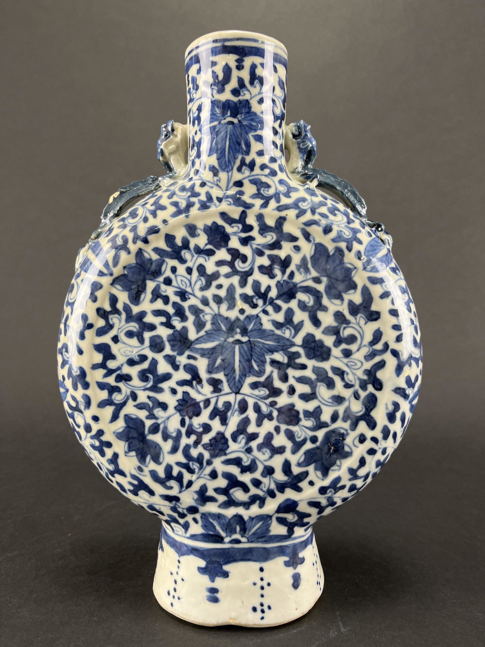Antique Chinese Blue and White Moon Vase Flask (1 of 10)