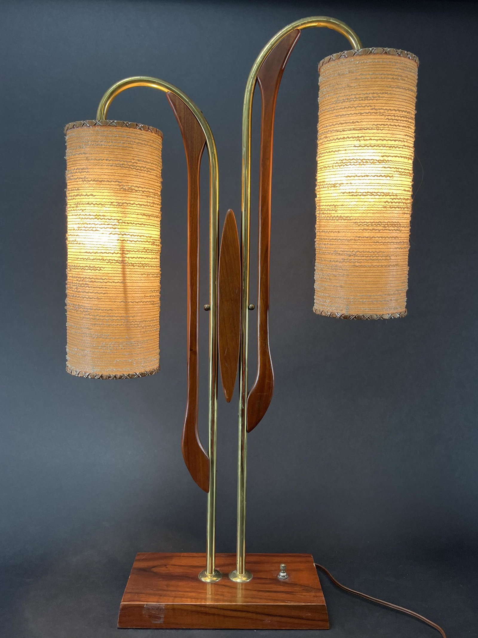 Mid Century Majestic Teak Brass Table Lamp (1 of 7)