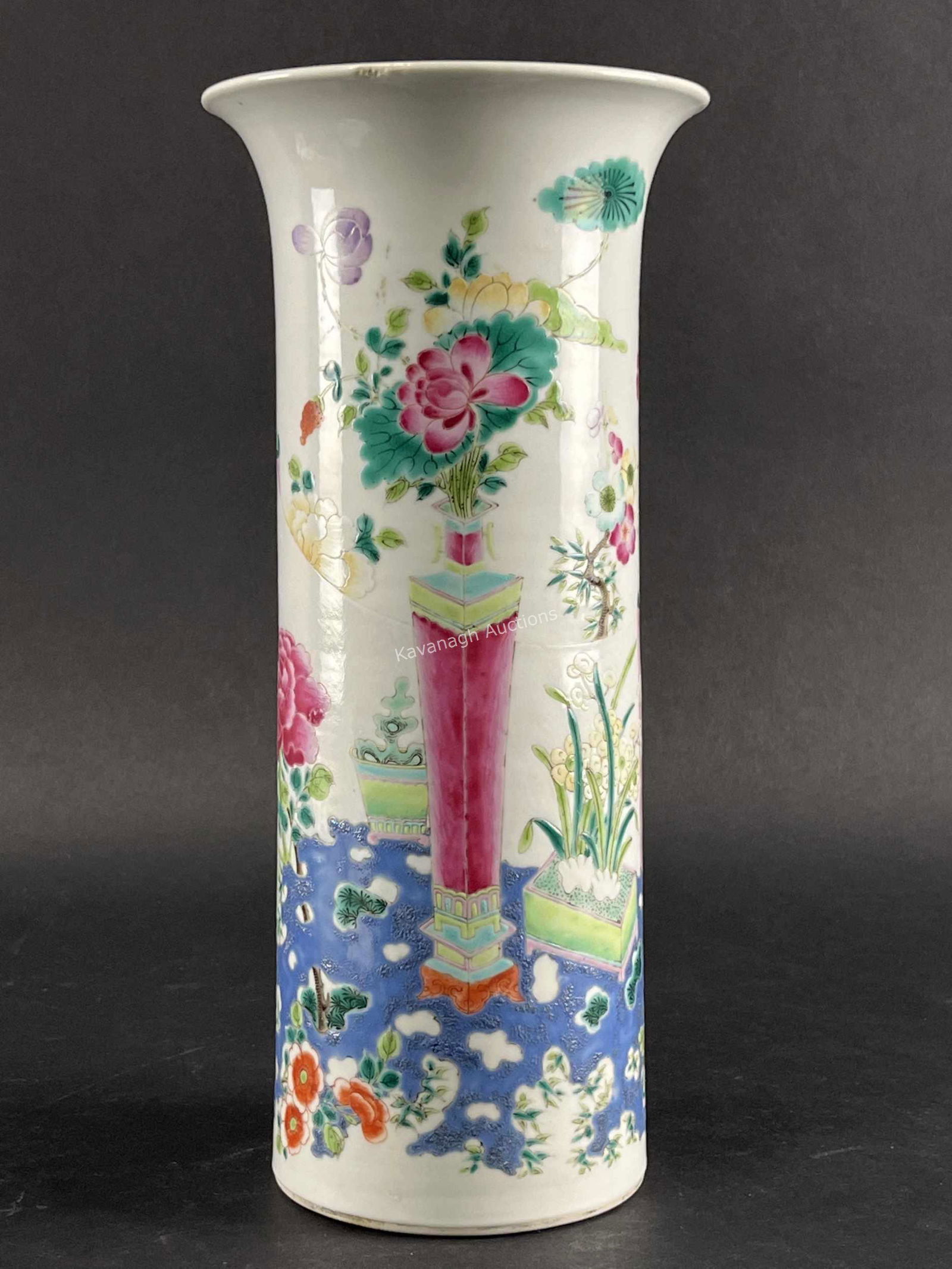 Chinese Famille Rose Flared Cylinder Vase (1 of 12)