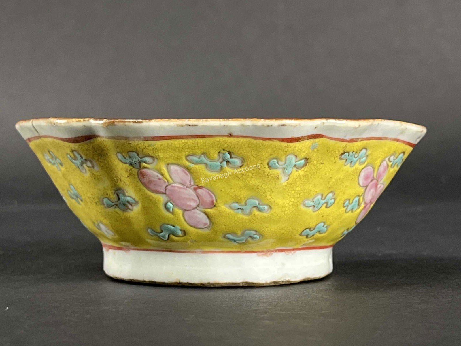 Chinese Antique Bowl Painted Flowers Yellow Ground (1 of 7)