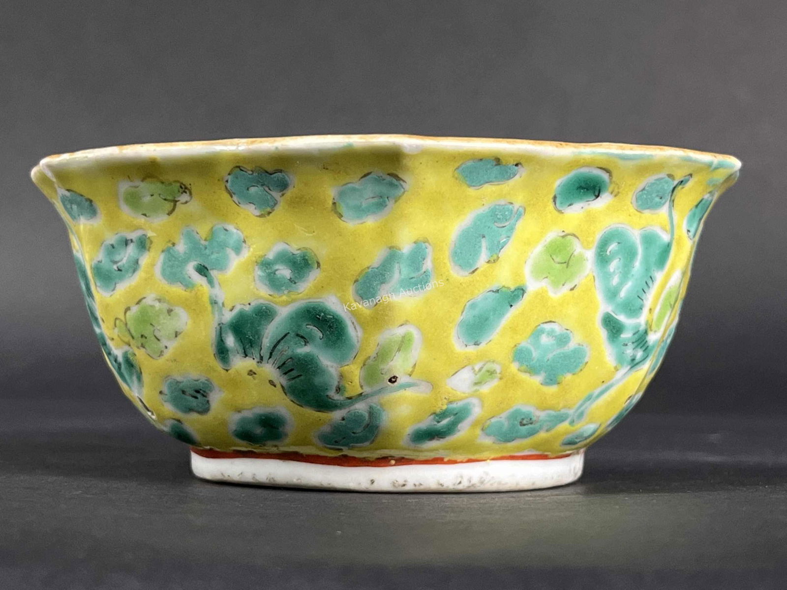 Antique Chinese Bowl Painted Bats On Yellow Ground (1 of 7)