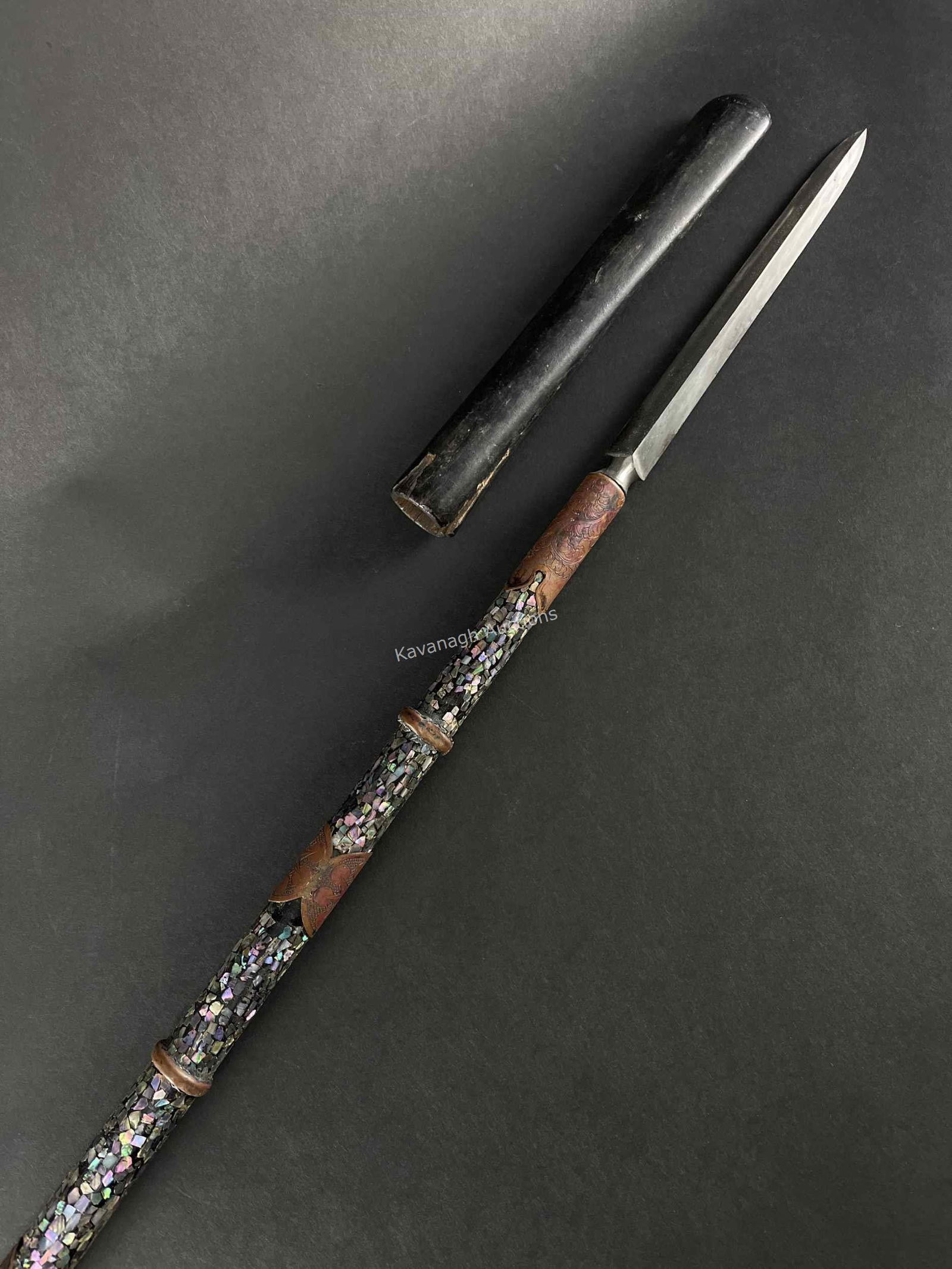 Japanese Edo Samurai Spear, Mother of Pearl Inlay (1 of 8)