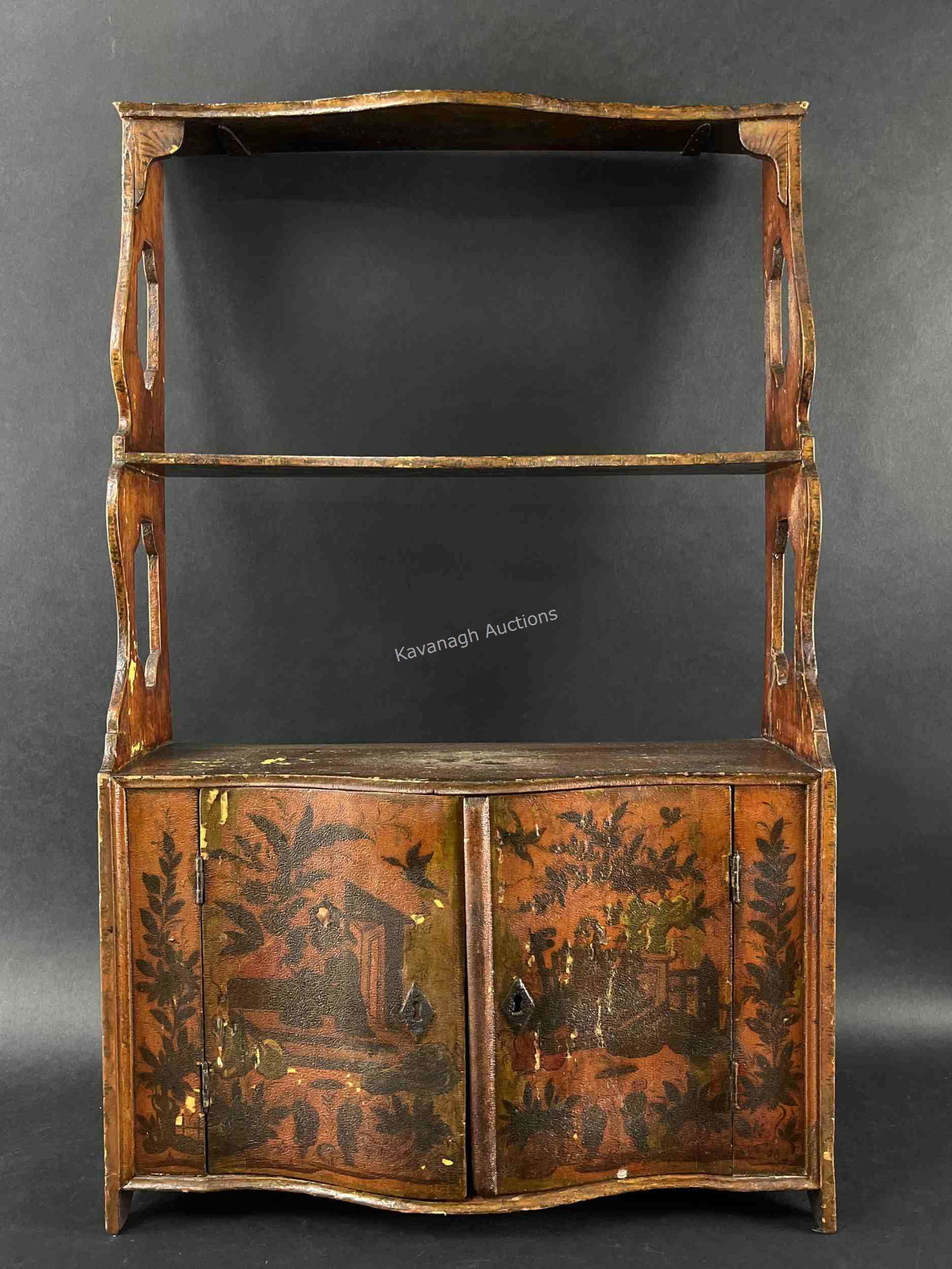 Antique Chinoiserie Wall Hanging Shelf / Cupboard (1 of 12)