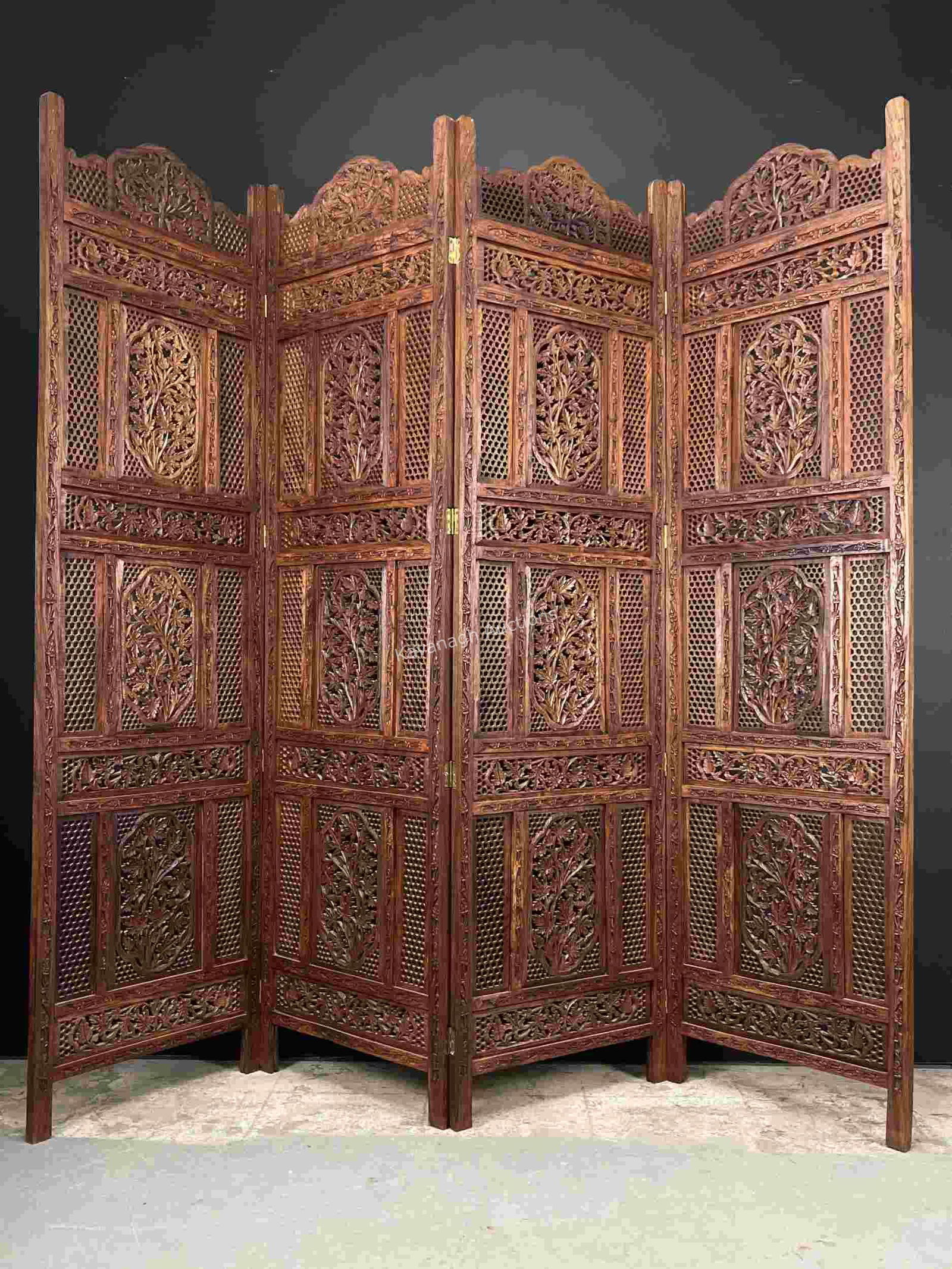 Indian Hardwood Carved Fretwork Room Divider (1 of 7)