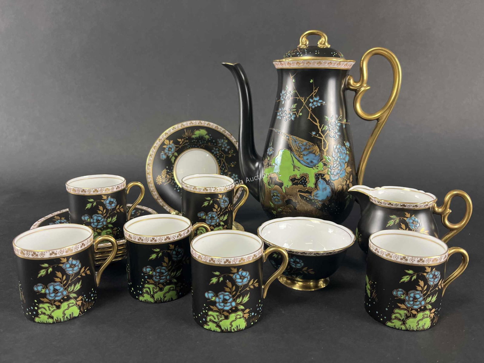 C. 1920s 16 Pcs Shelley Chinoiserie Coffee Service (1 of 6)
