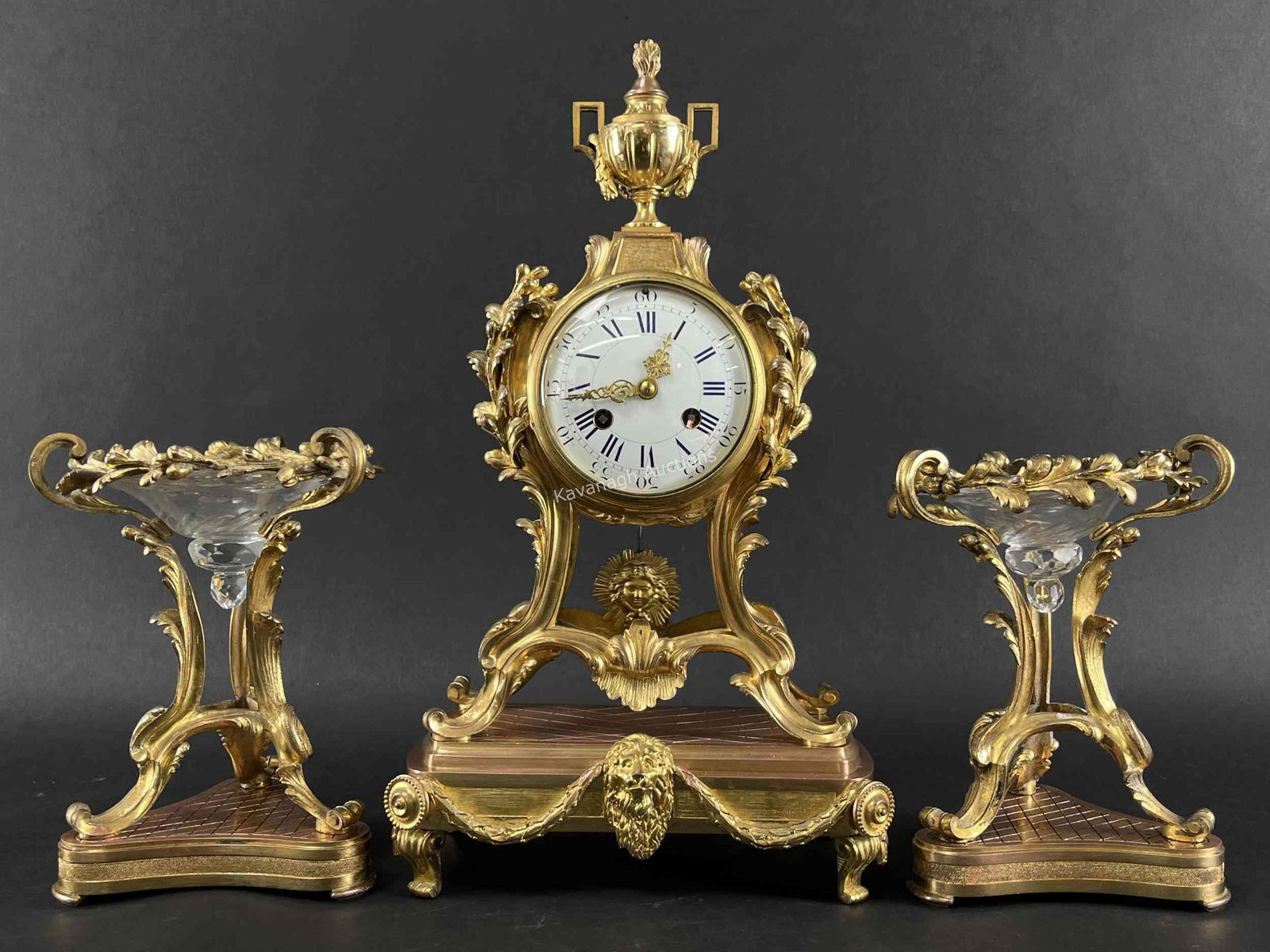 Louis XV Gilt Bronze Rococo Clock with Tazzas (1 of 19)