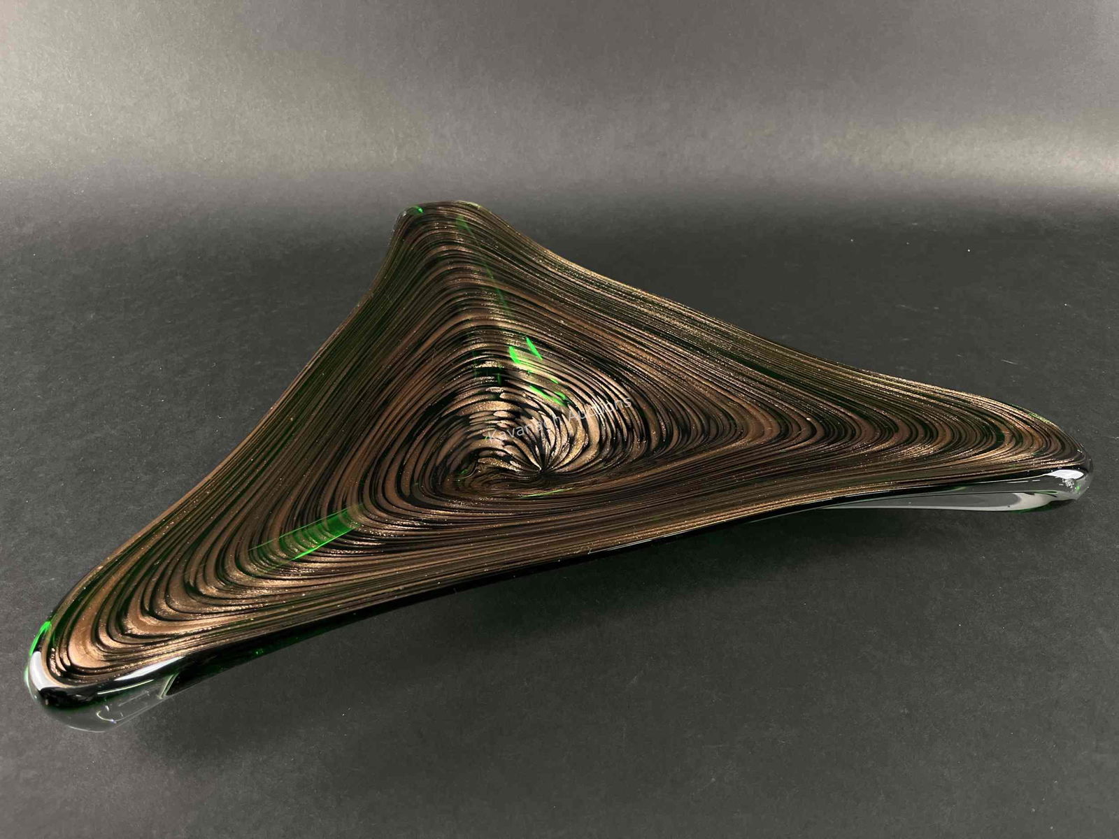 Triangular Mcm Murano Glass Copper Swirl Bowl (1 of 8)