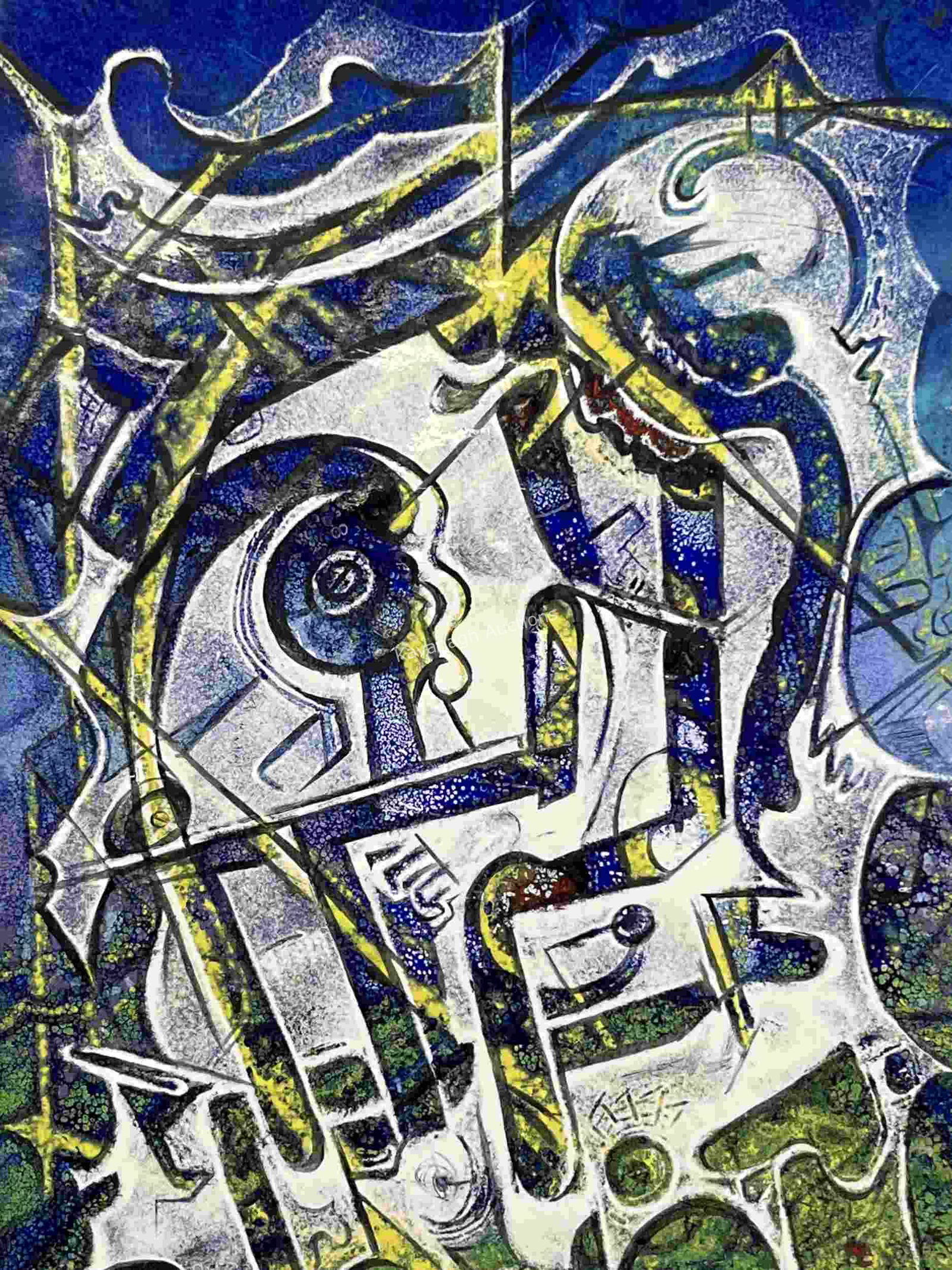 Signed Enamel Copper Abstract Modernist Plaque (1 of 4)