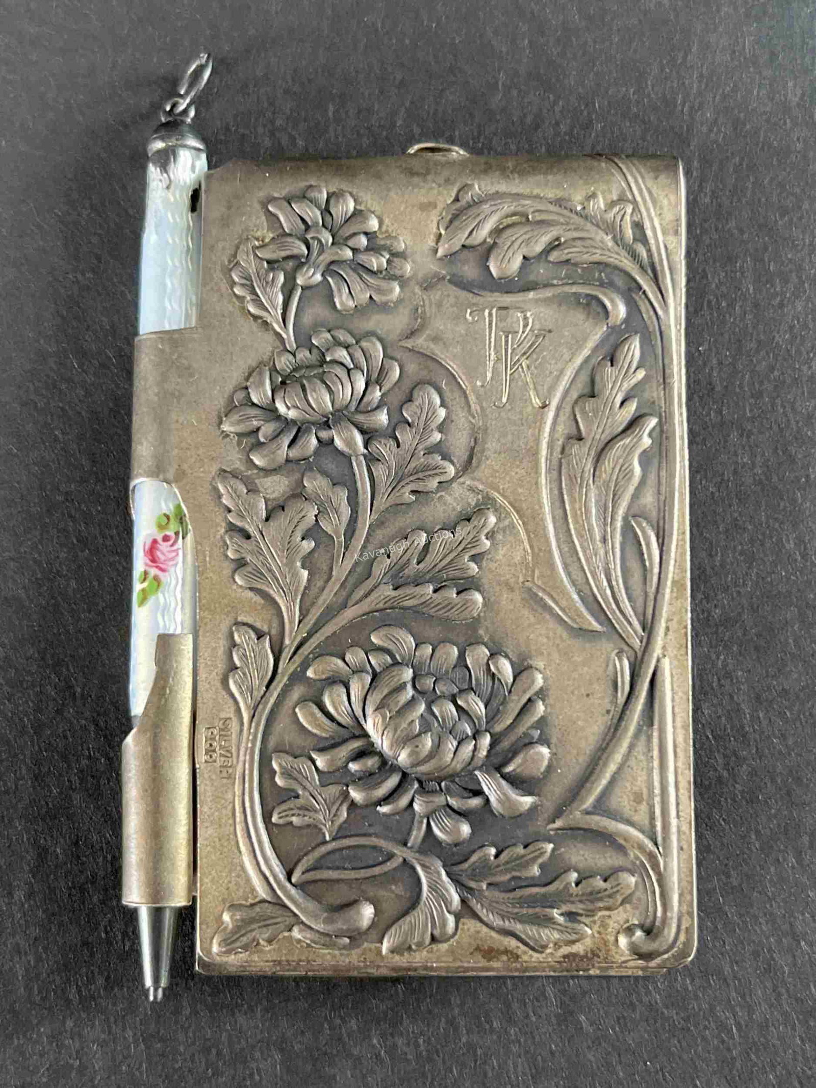 Art Nouveau Silver Repousse Note Pad Holder (1 of 7)