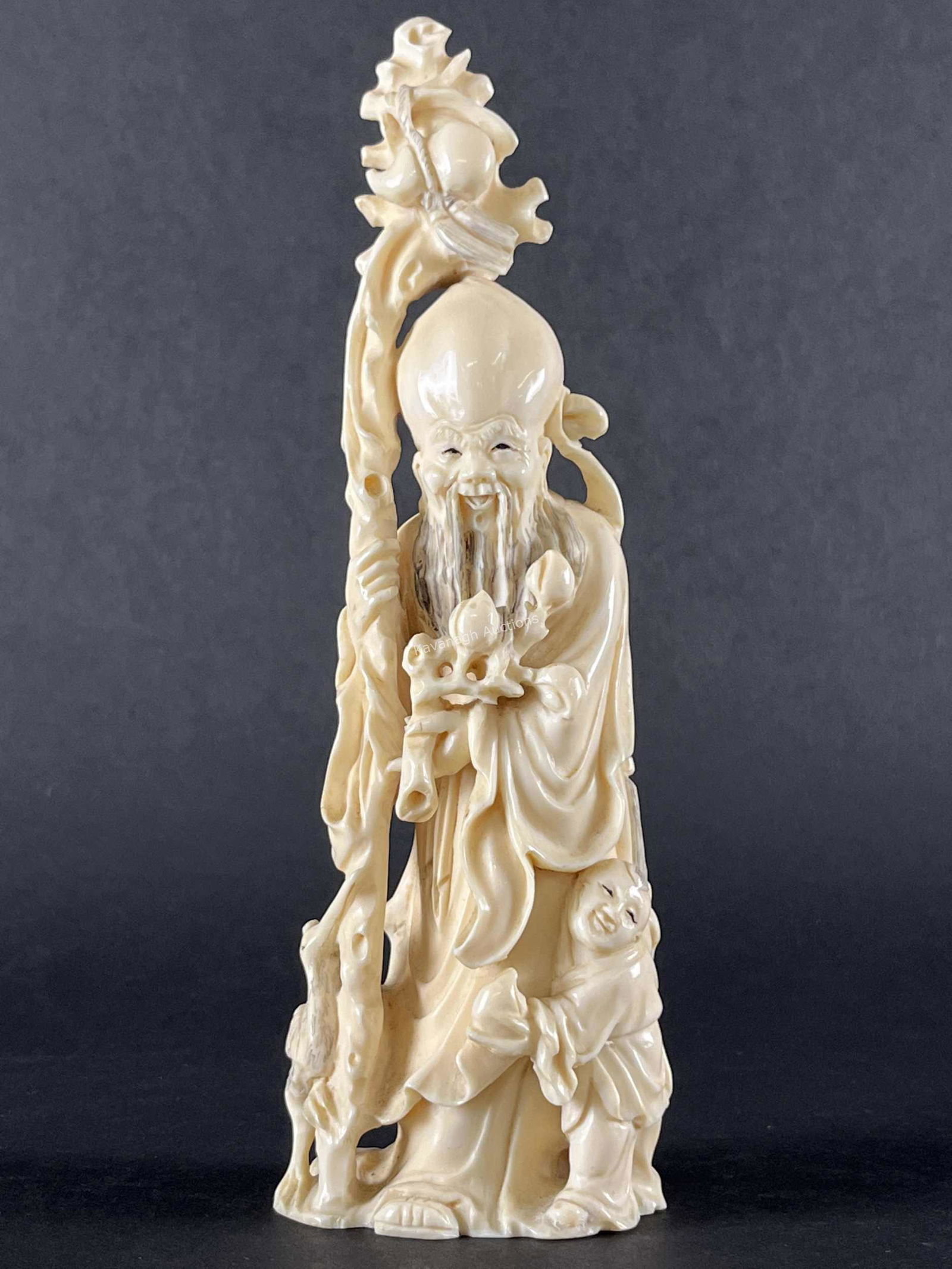 Chinese Carved Wise Man Figure With Lotus, Child (1 of 8)