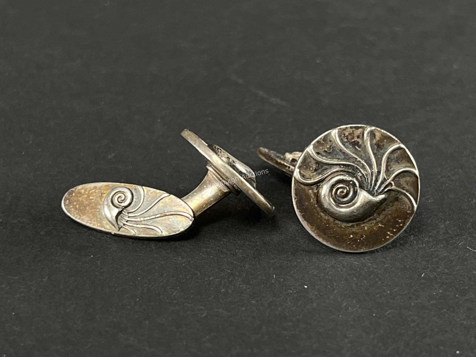 Pair Georg Jensen Sterling Nautilus Cufflinks (1 of 5)