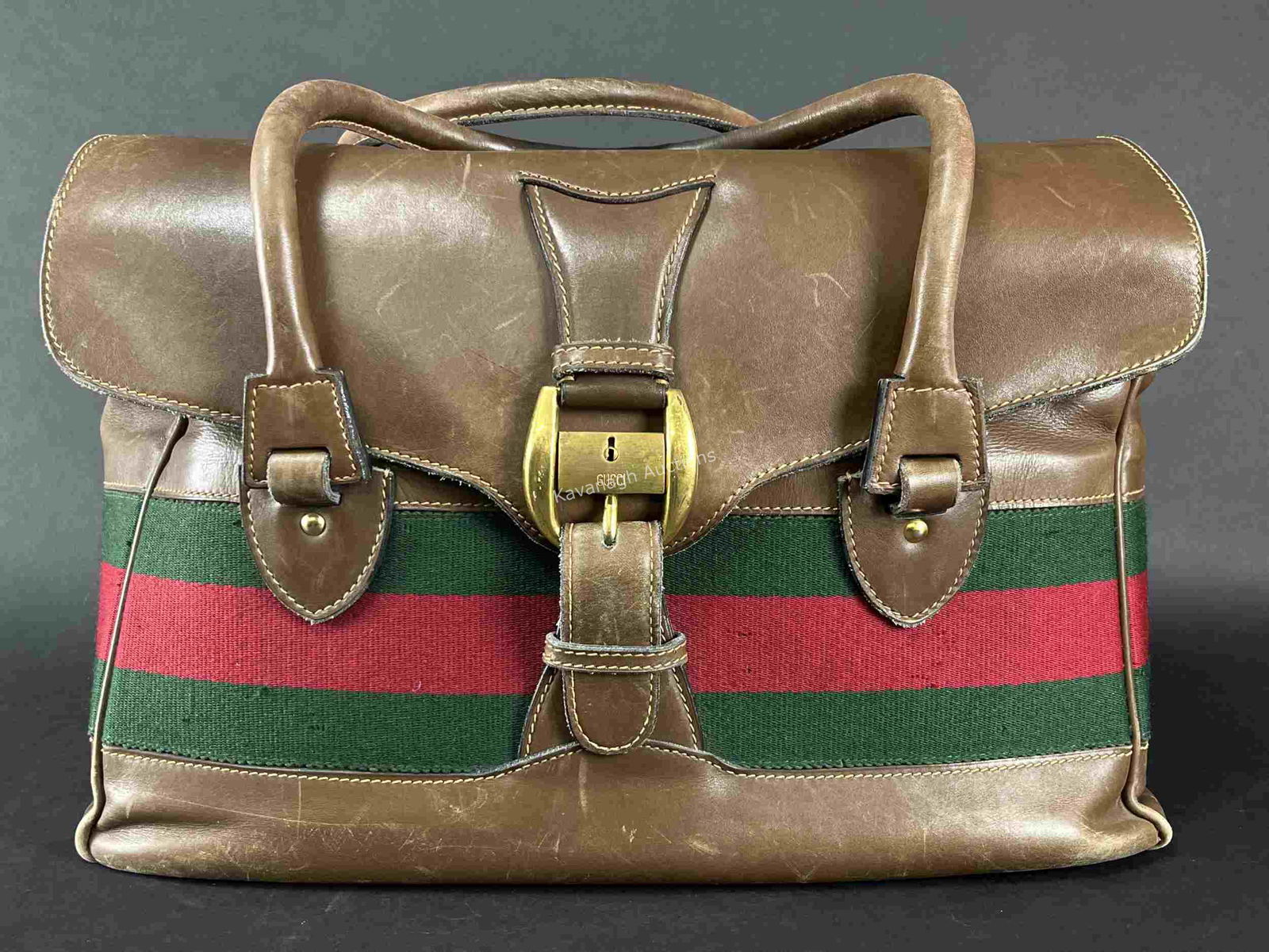 Vintage Gucci Leather Weekend Bag, Woven Stripe (1 of 17)