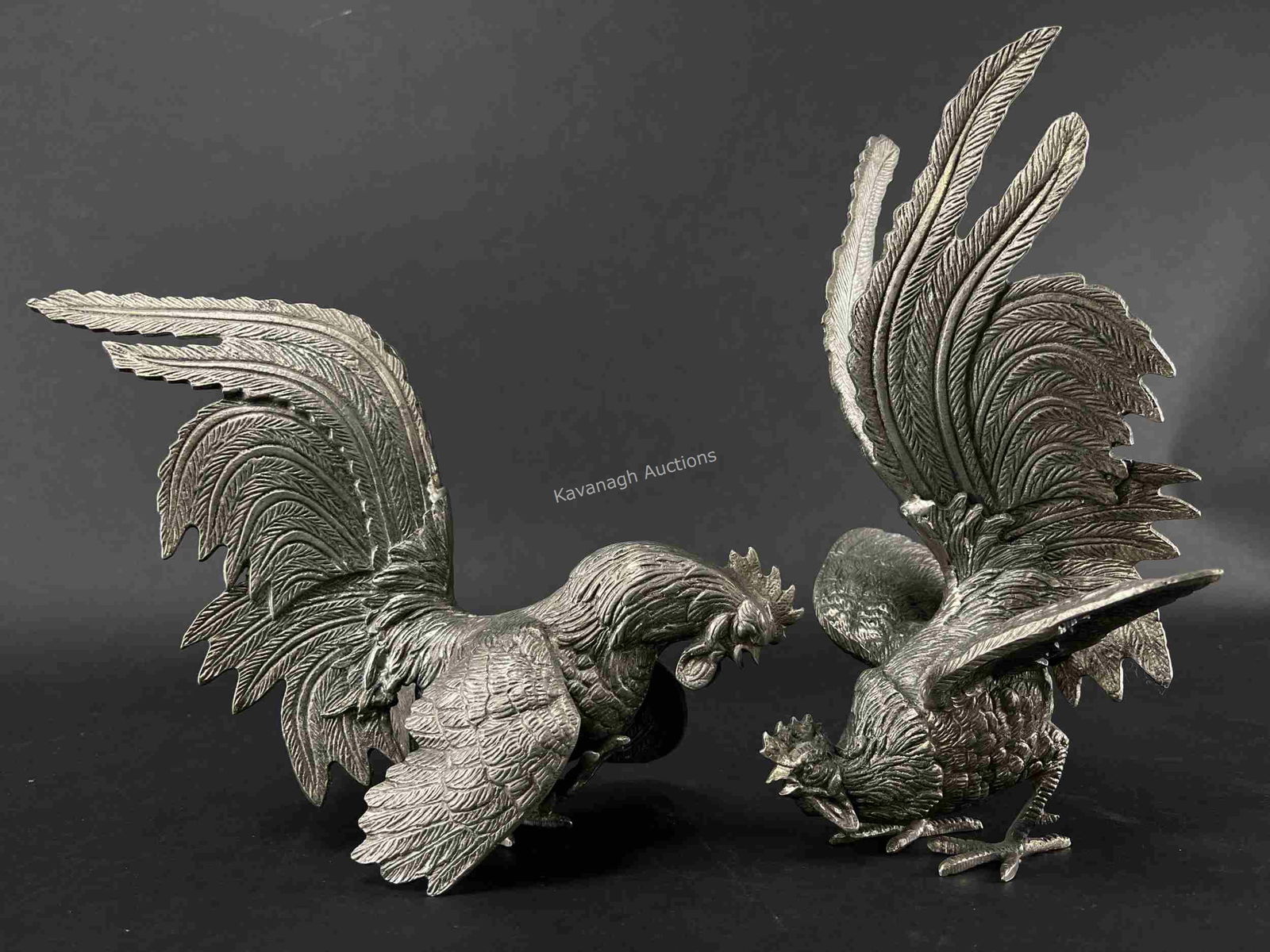 Pair of Vintage Metal Fighting Roosters / Cocks (1 of 8)