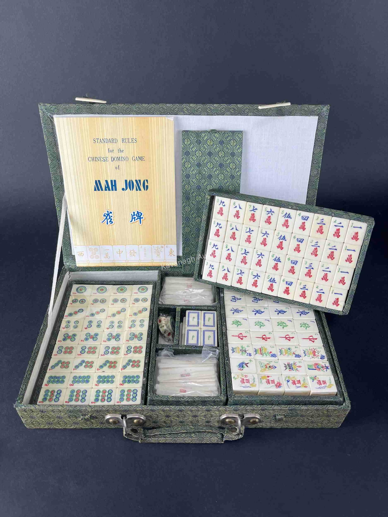 Vintage Mahjong Game with Bamboo Playing Pieces (1 of 6)