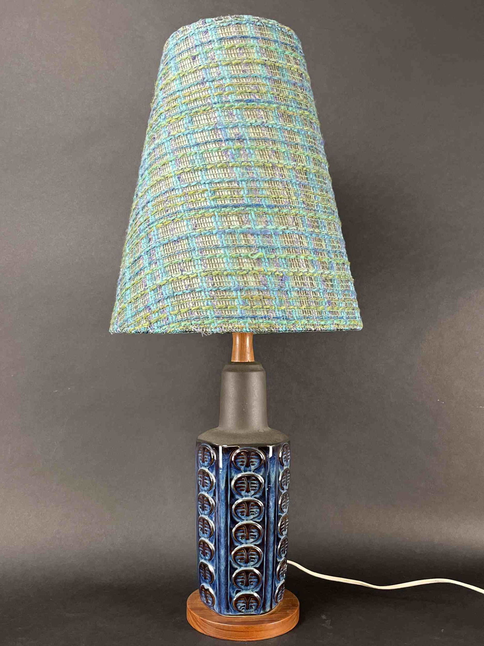 Mcm Danish Teak Ceramic Lamp, Einar Johansen (1 of 7)