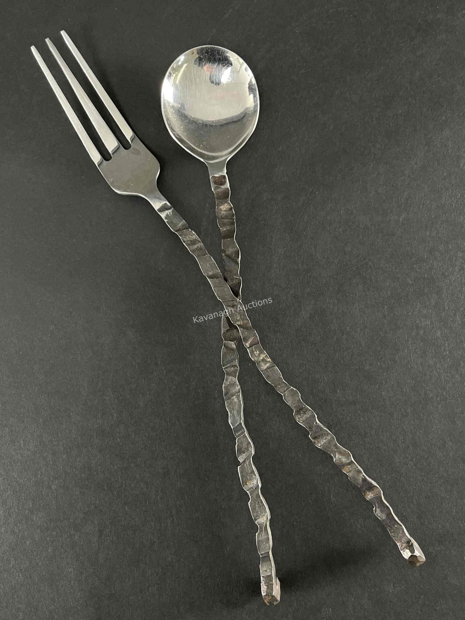 Mid Century Brutalist Salad Servers Flatware (1 of 5)