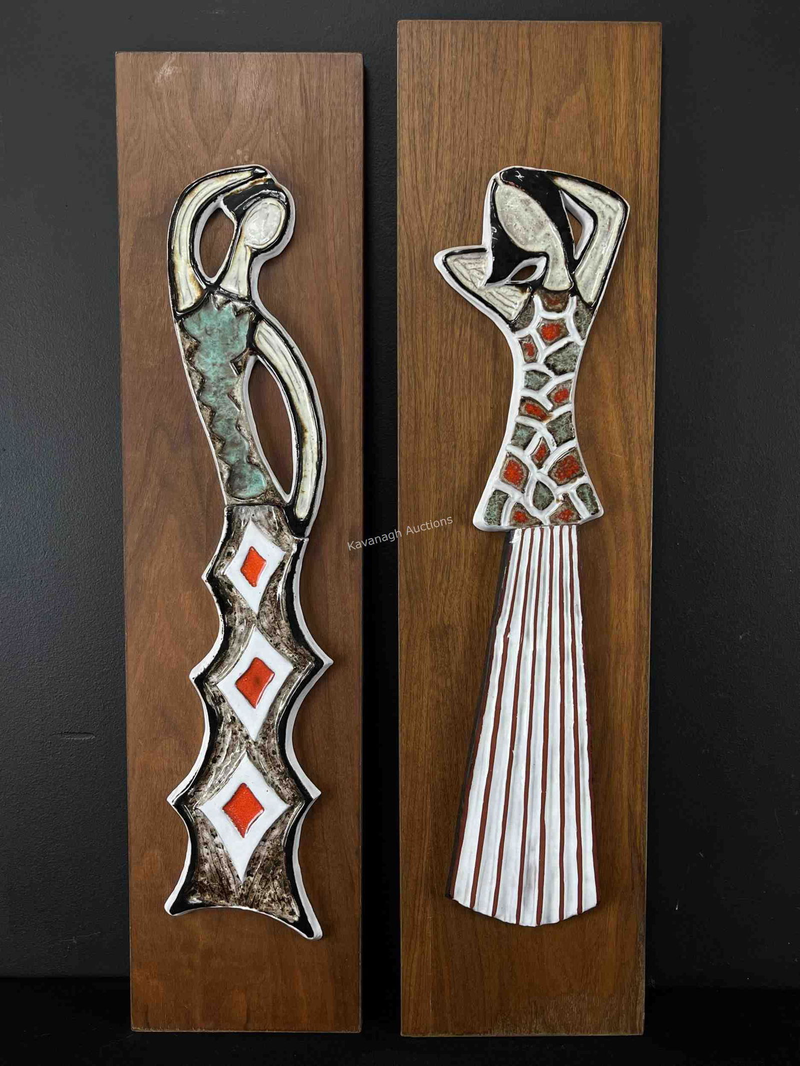 Pair Mid Century Modern Plaques / Att. Chalvignac (1 of 5)
