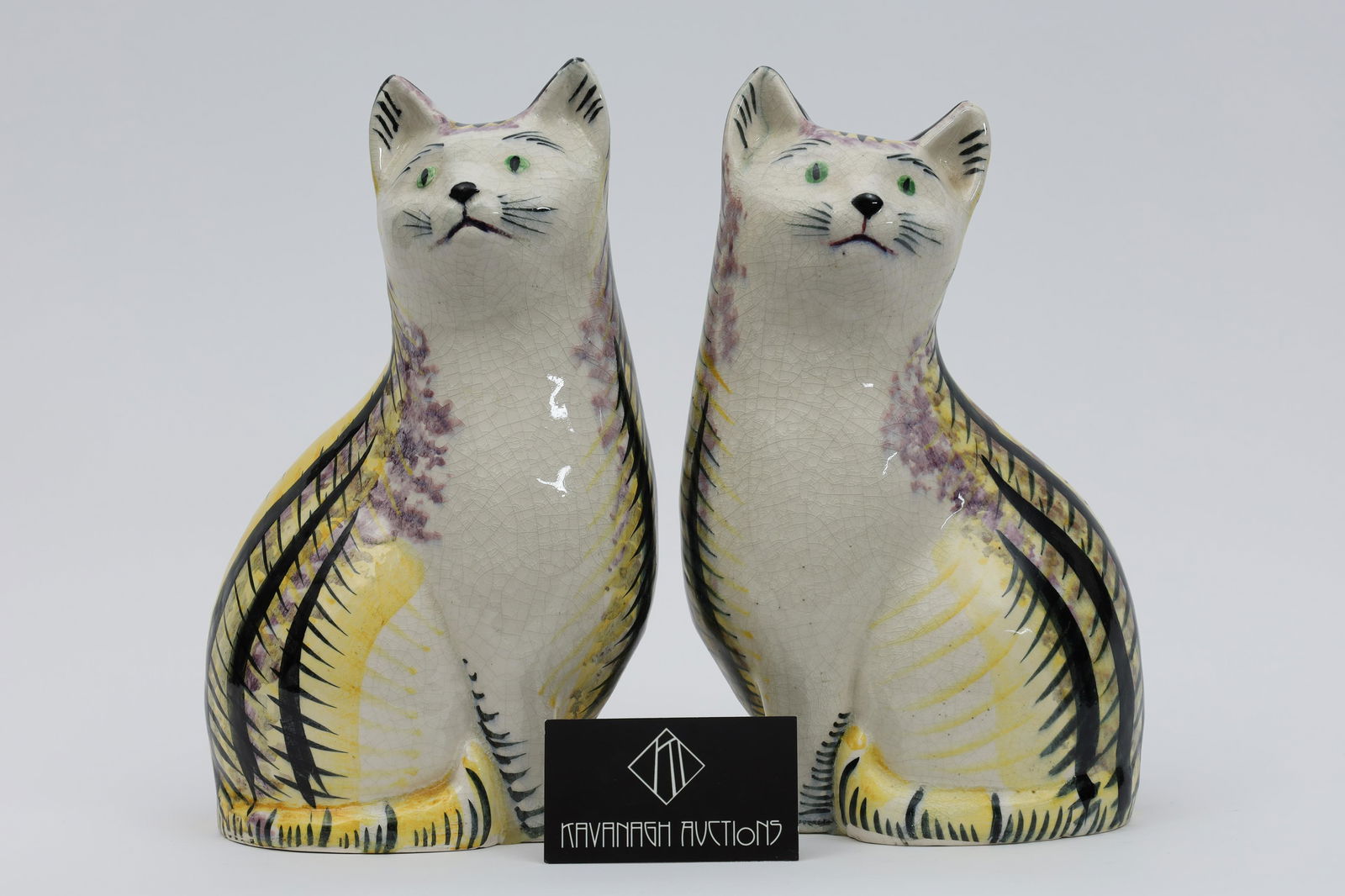 Pair Vintage Porcelain Staffordshire Tabby Cats (1 of 5)
