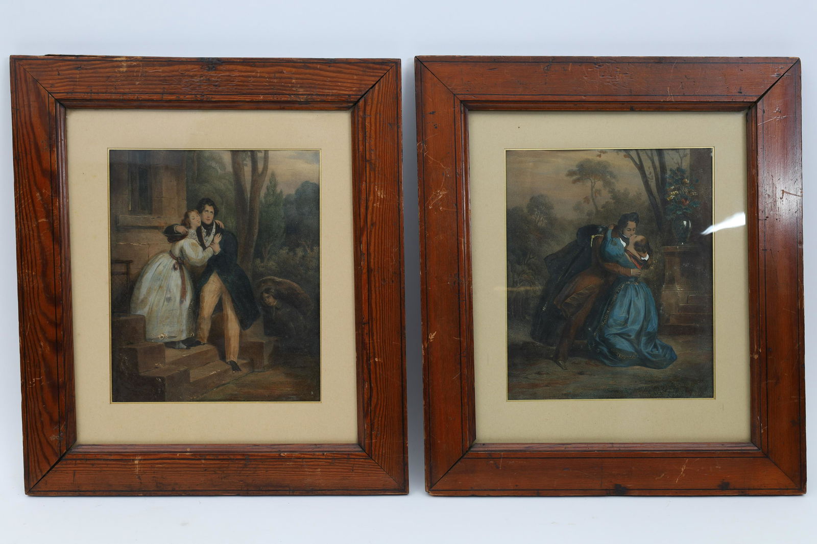 Pair French C. 1860 Eau Forte Hand Tinted Prints (1 of 10)