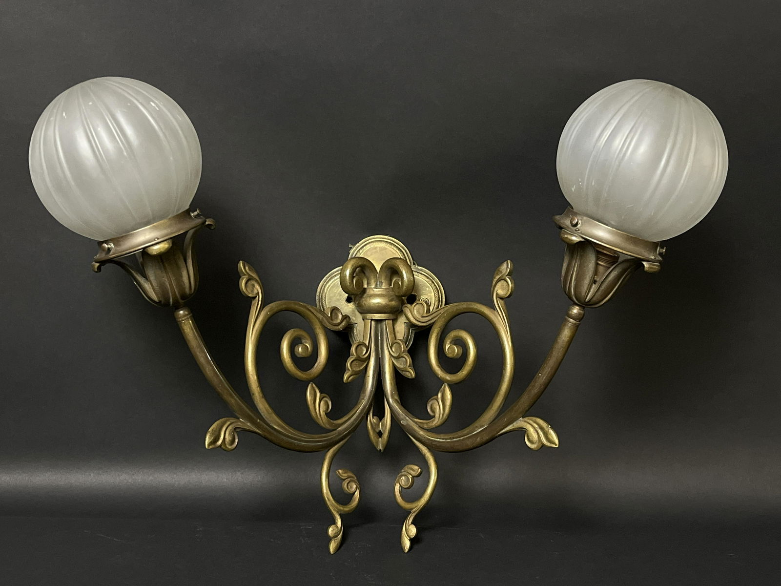 19th C French Bronze Art Nouveau 2 Arm Sconce (1 of 5)