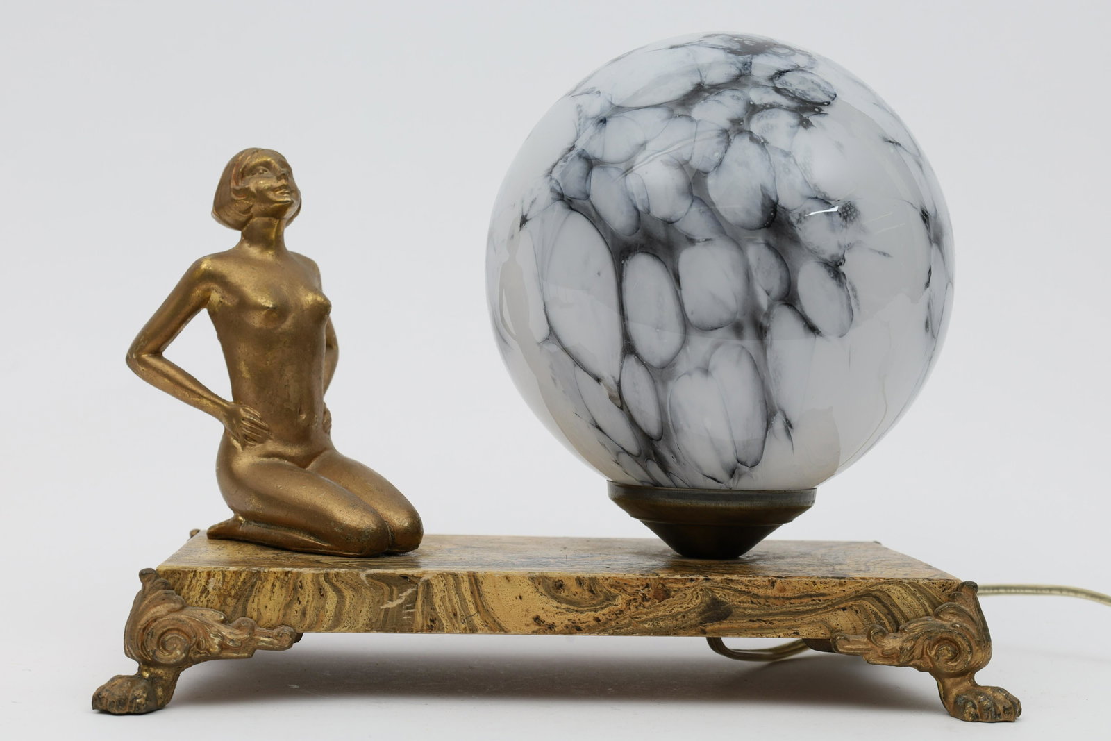 Antique Art Deco Nude Woman Kneeling Lamp: Antique Art Deco Nude Woman Kneeling Lamp. 10 L X 5.5 W X 8.5 Inches H.
