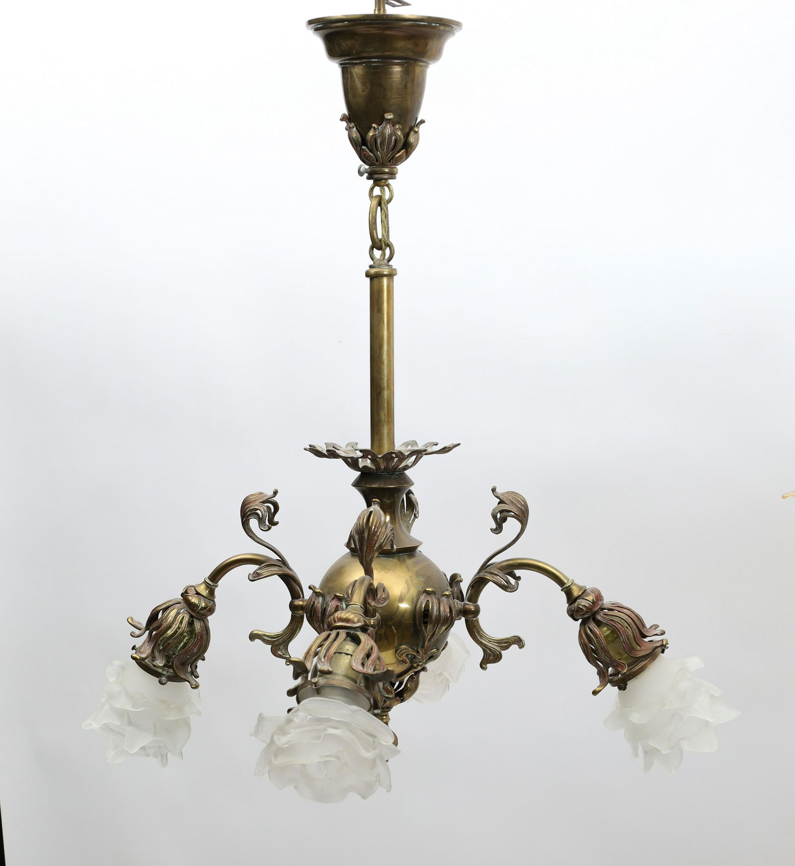 Art Nouveau Whimsical Bronze Floral Chandelier (1 of 5)