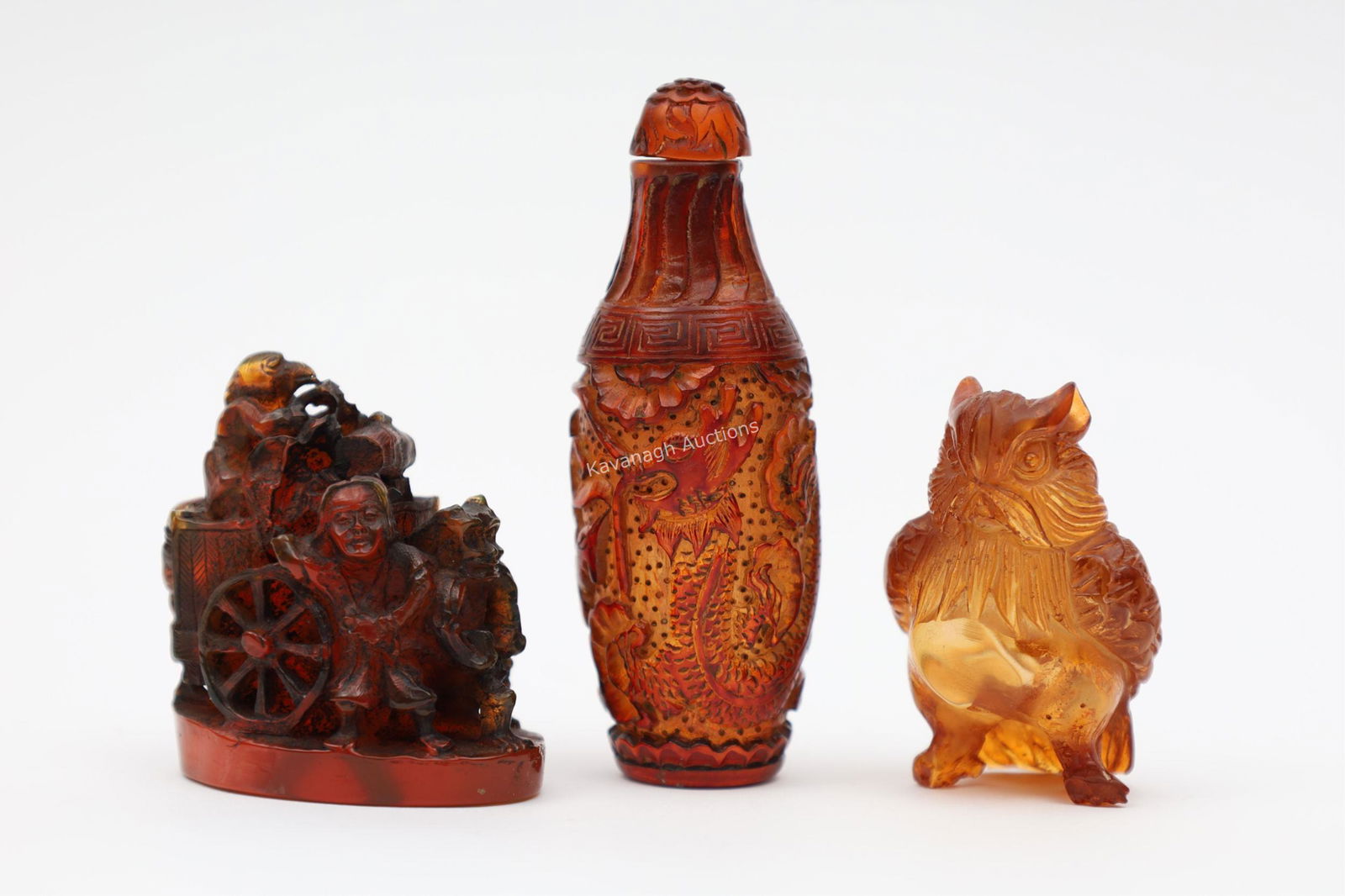 Lot Japanese, Chinese Amber Netsuke Snuff Bottle (1 of 10)