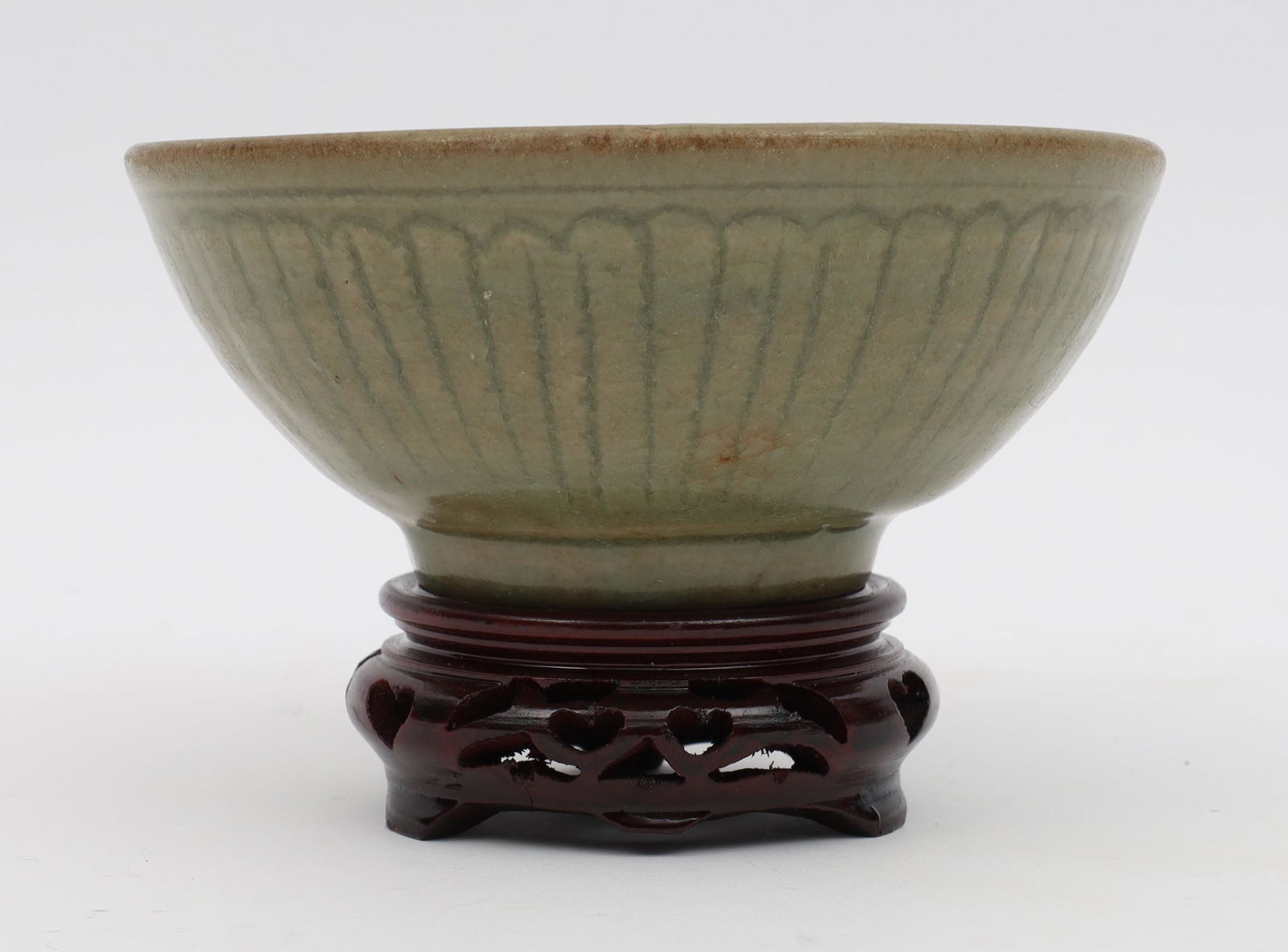 Chinese Celadon Porcelain Bowl On Wood Stand (1 of 8)
