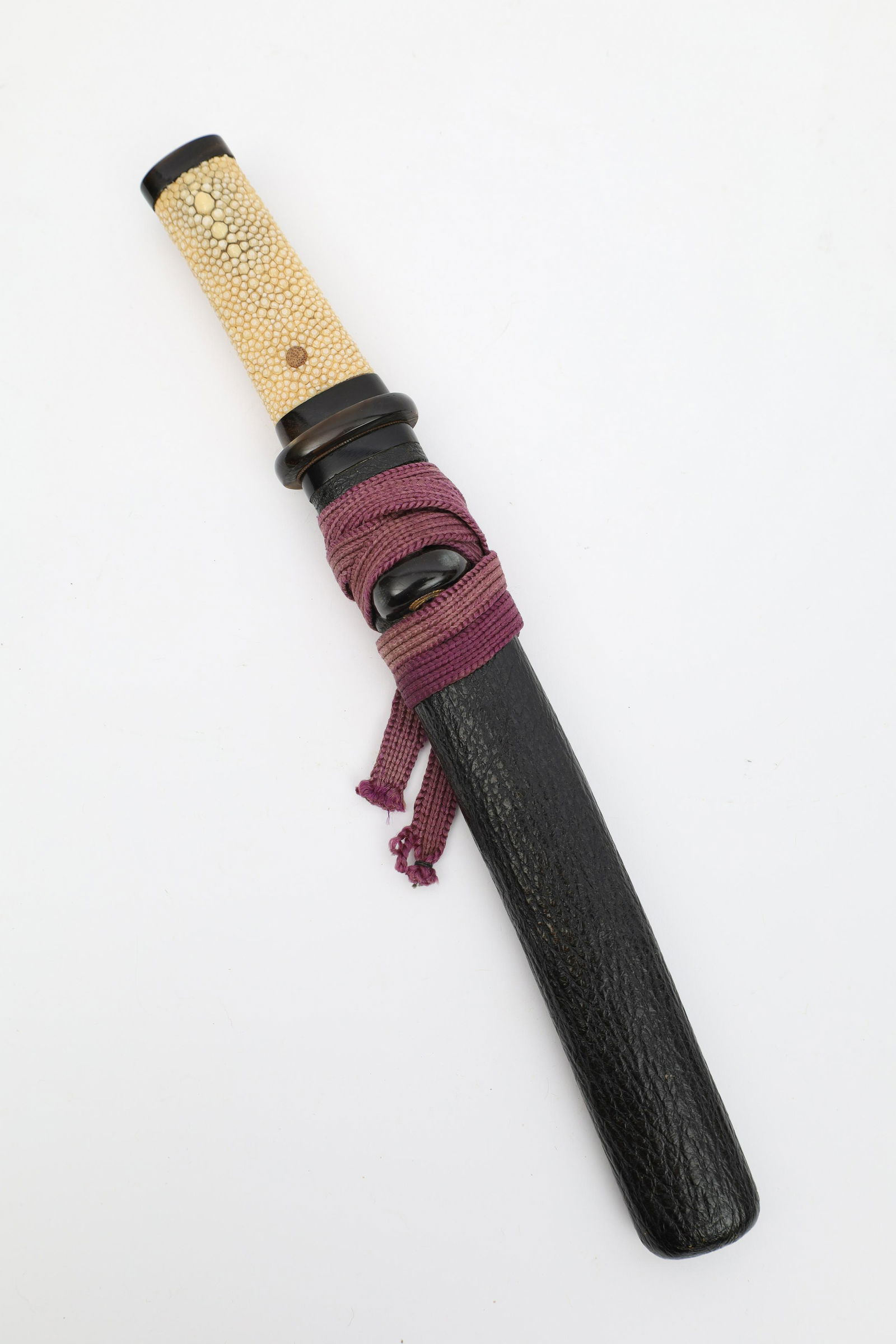 Japanese Shagreen Handled Tanto Dagger: Japanese Shagreen Handled Tanto Dagger. In Case. 11 Inches L.