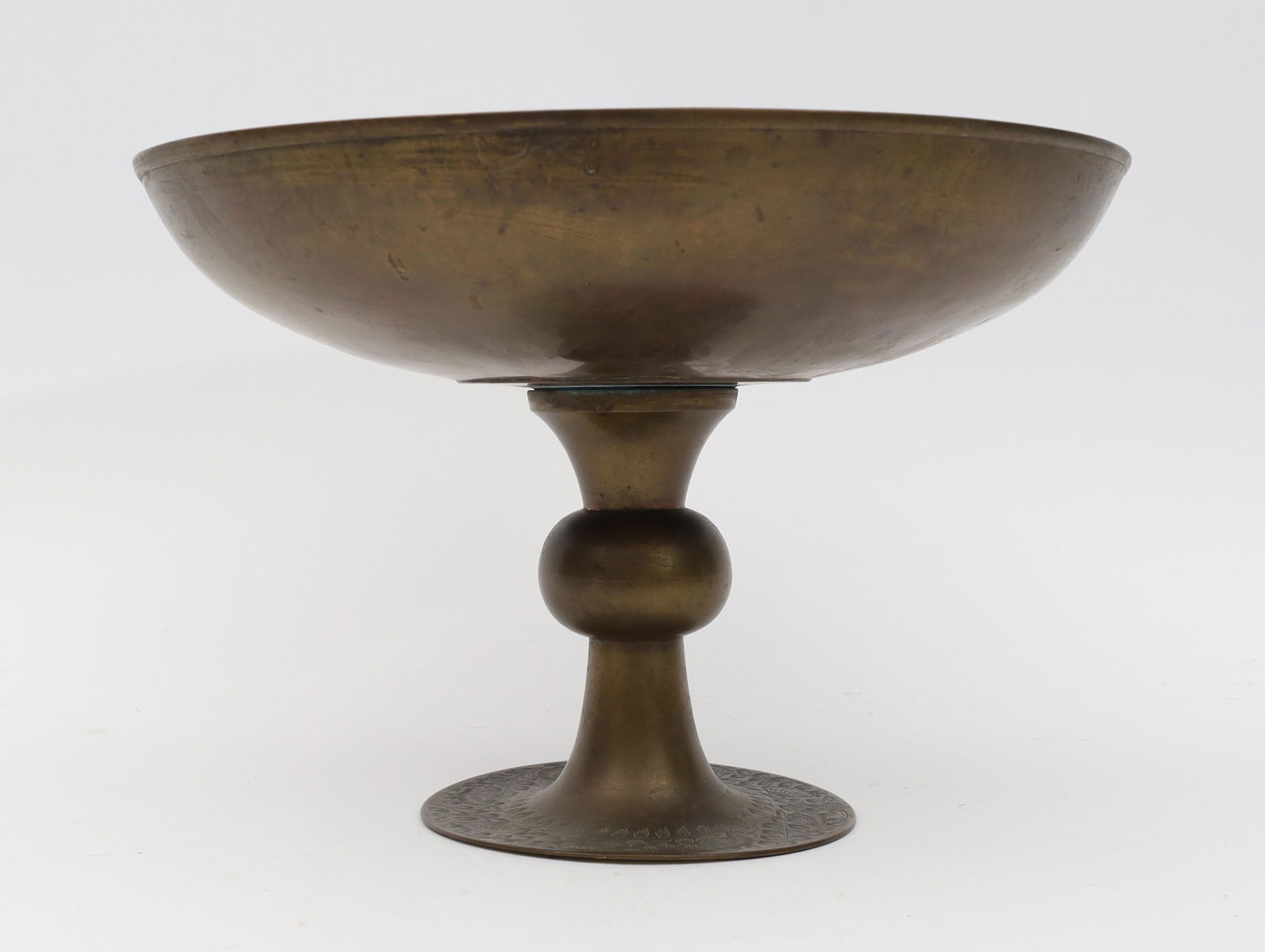 Indian Chased Brass Footed Pedestal Compote (1 of 9)