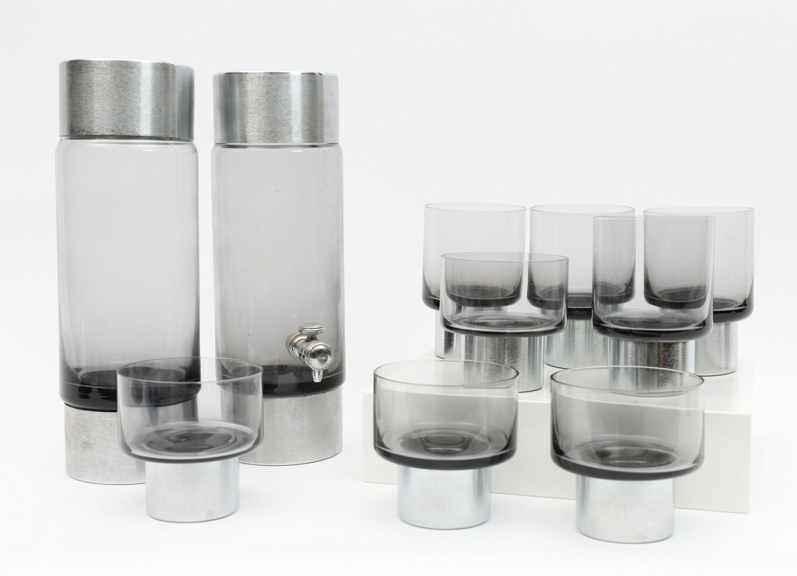 Mid Century Chrome Smoked Glass Decanter Set (1 of 7)