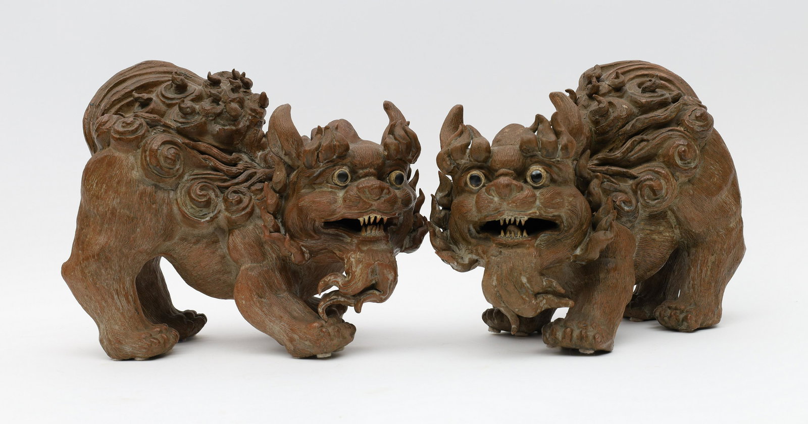 Pair Of Antique Chinese Foo Dogs, Signed (1 of 10)