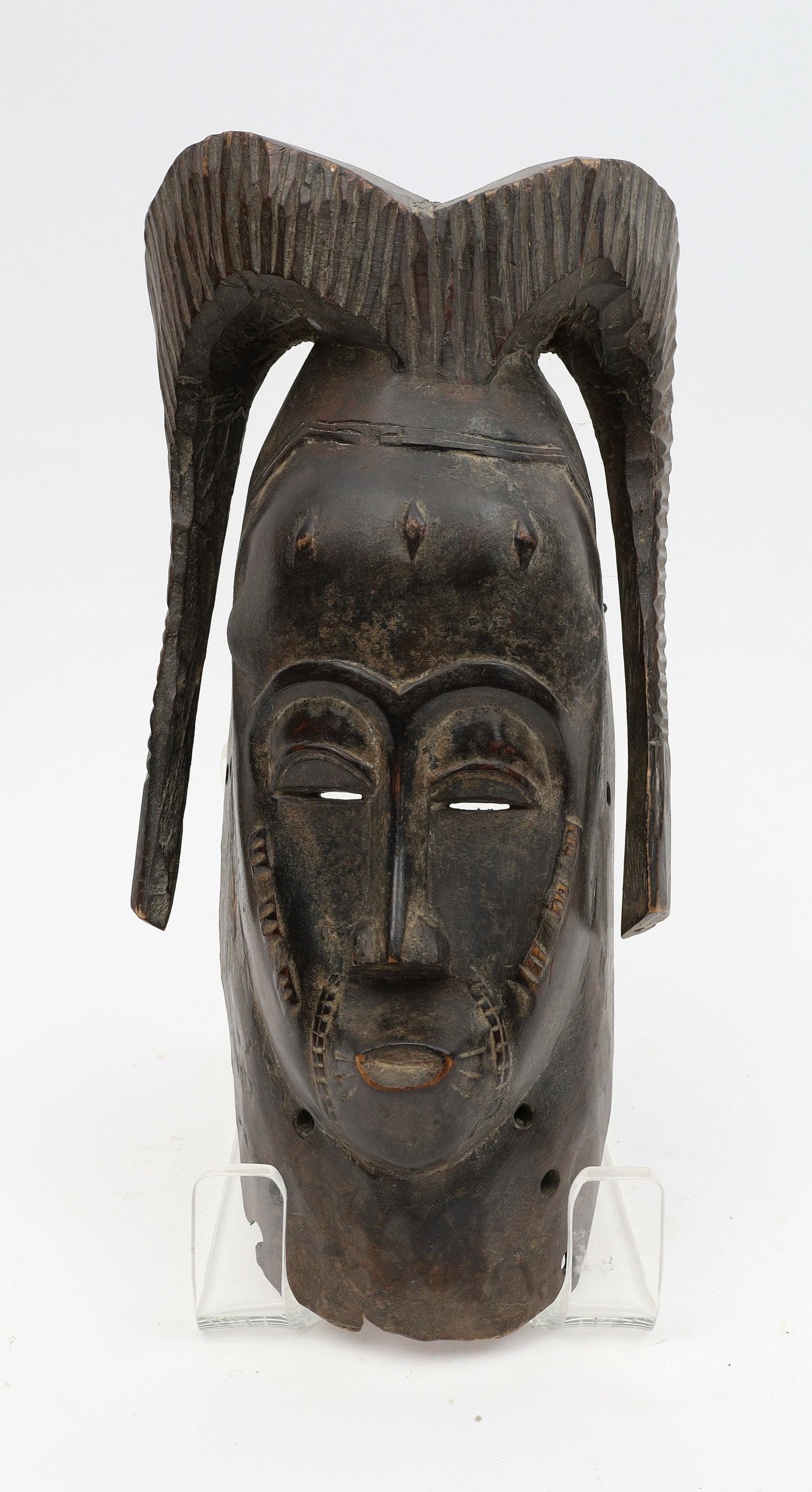 Ivory Coast Baule Horned Carved Portrait Mask (1 of 5)