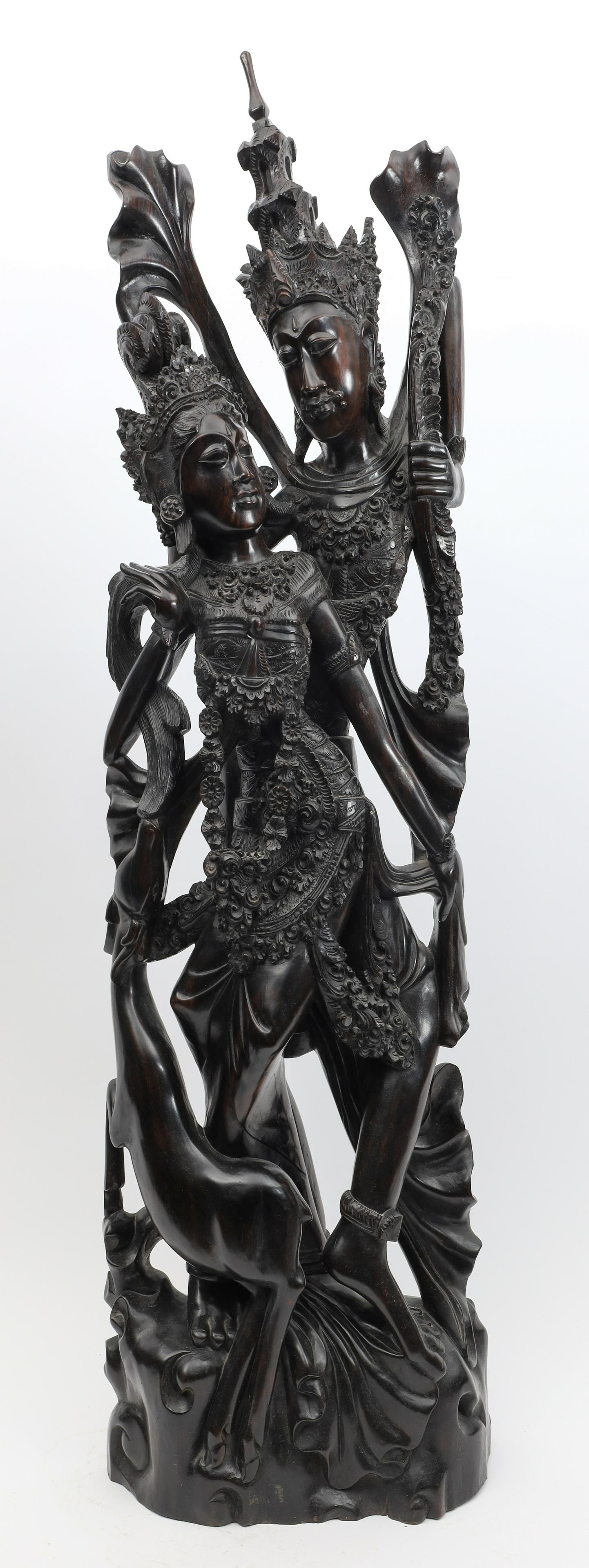 Large Indonesian Carved Ebony Figure Krishna Radha (1 of 9)