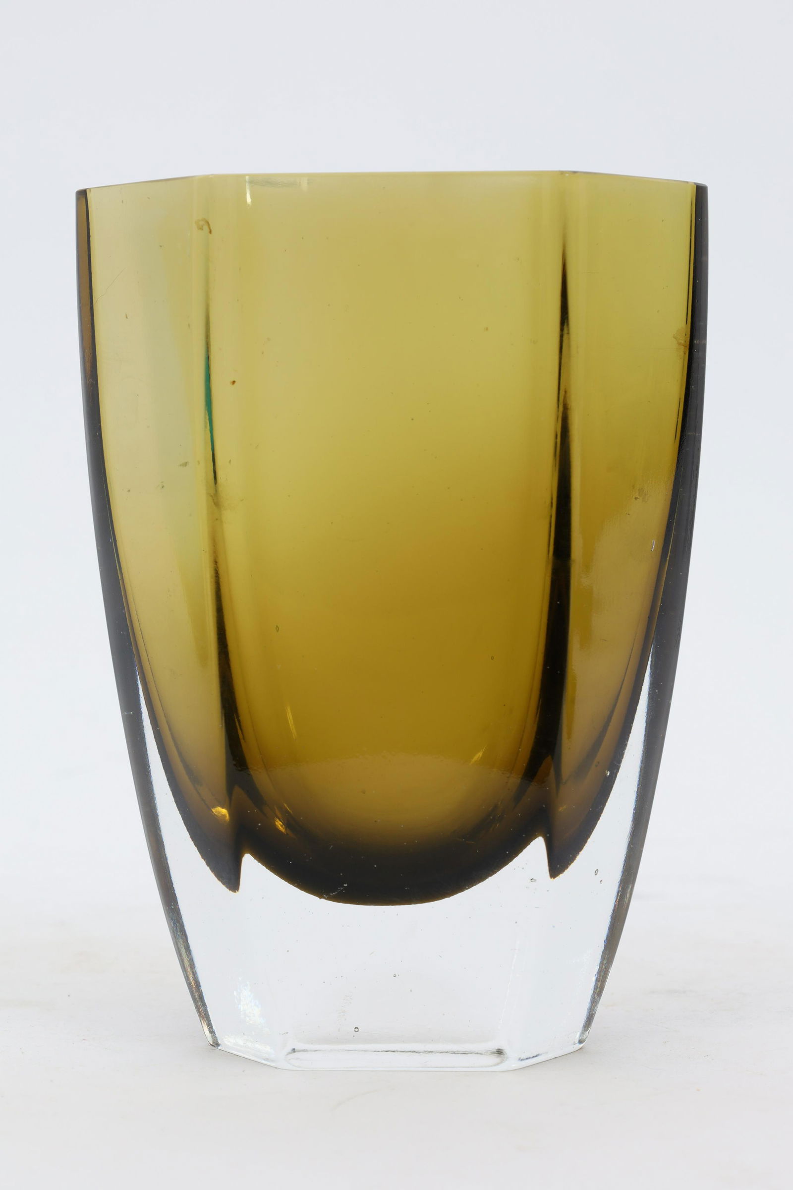 Vintage Murano Art Glass Faceted Yellow Vase (1 of 4)