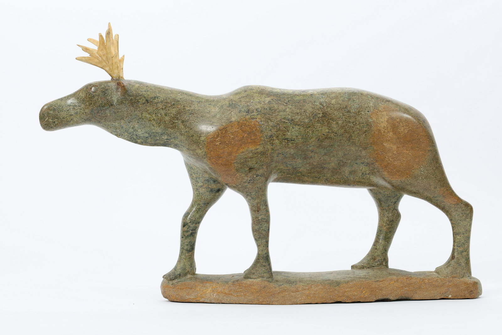 Large Signed Inuit Carved Soapstone Caribou (1 of 9)