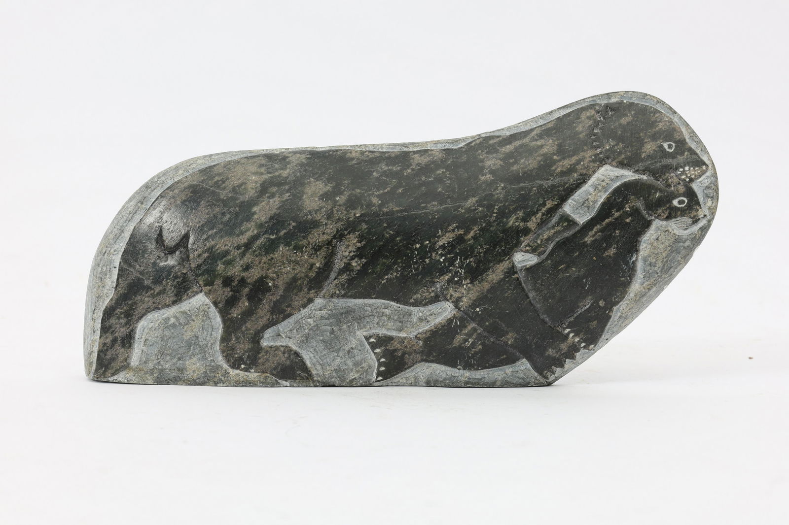 Signed Inuit Carved Soapstone Animals With Prey (1 of 4)