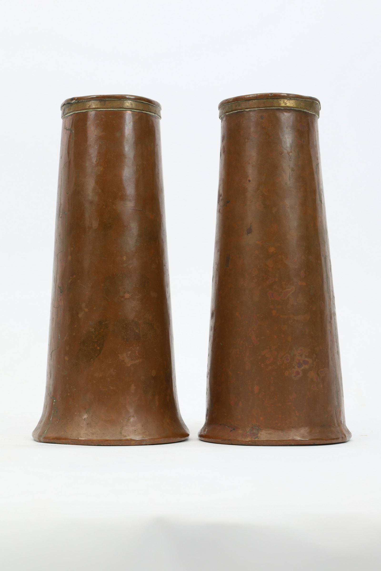 Pair Of Paul Beau Copper And Brass Cone Vases (1 of 3)