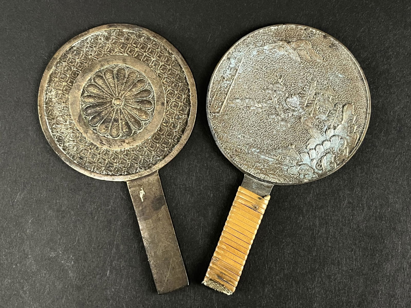 Lot Of Antique Japanese Bronze Hand Mirrors (1 of 7)