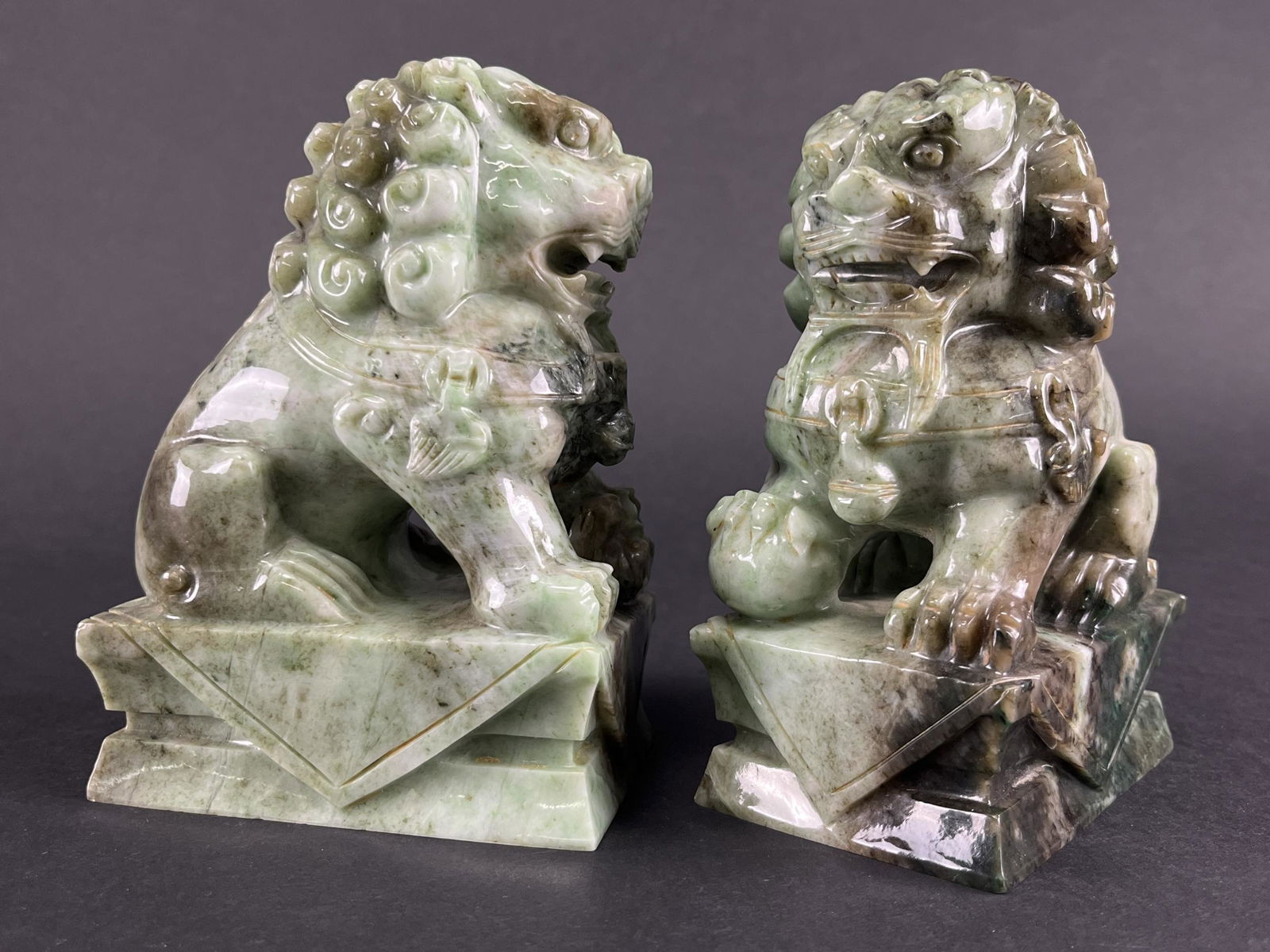 Pair Of Chinese Jade Foo Lions (1 of 7)