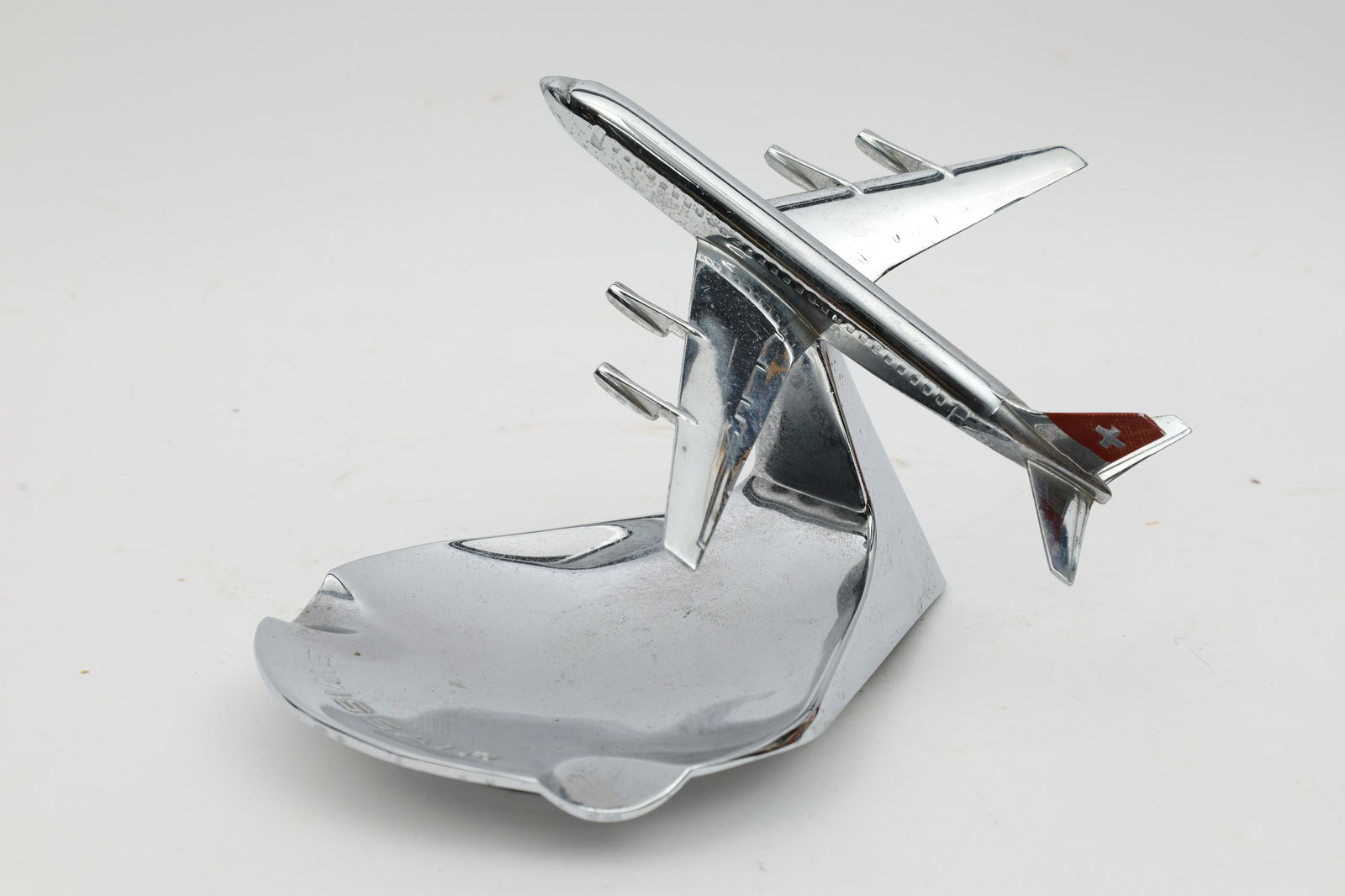 Mid Century Chrome Ashtray Swissair Airplane Model (1 of 5)