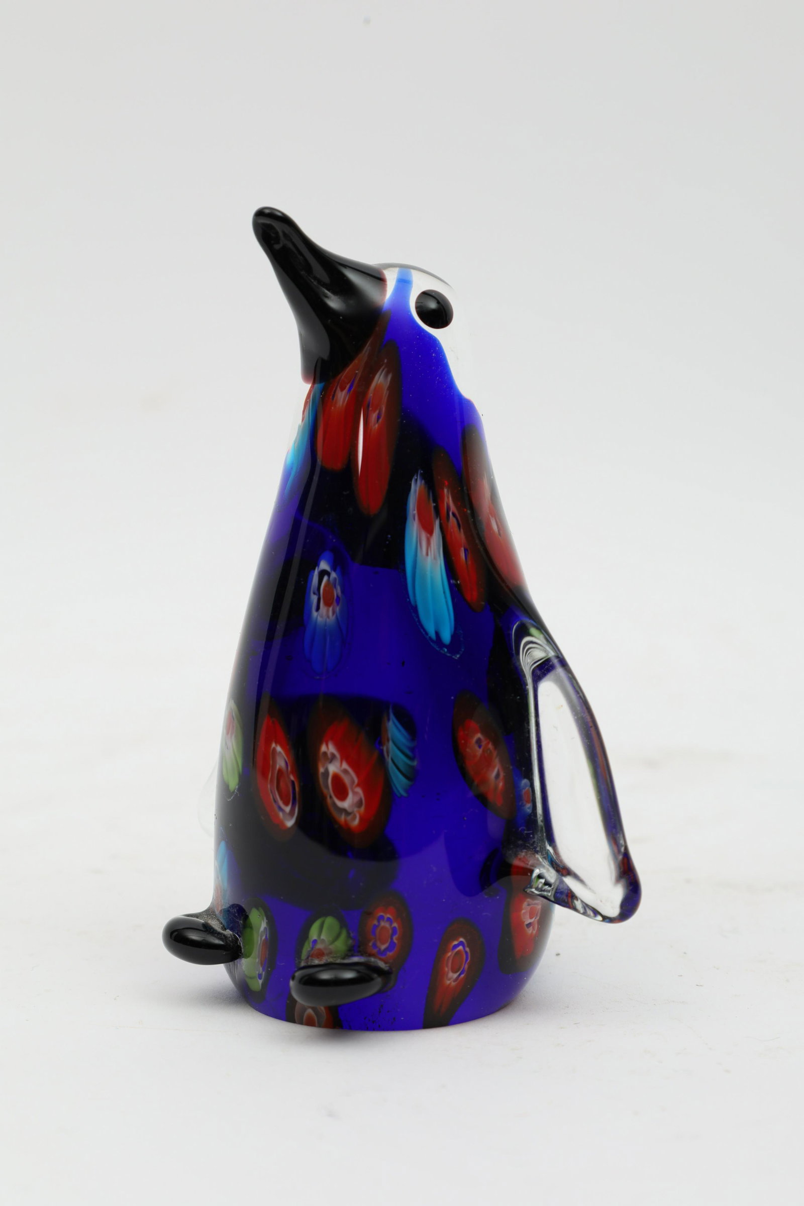 Mid Century Murano Millefiori Art Glass Penguin: Mid Century Modern Murano Millefiori Cobalt Blue Art Glass Penguin Figurine. 4.25 inches H.