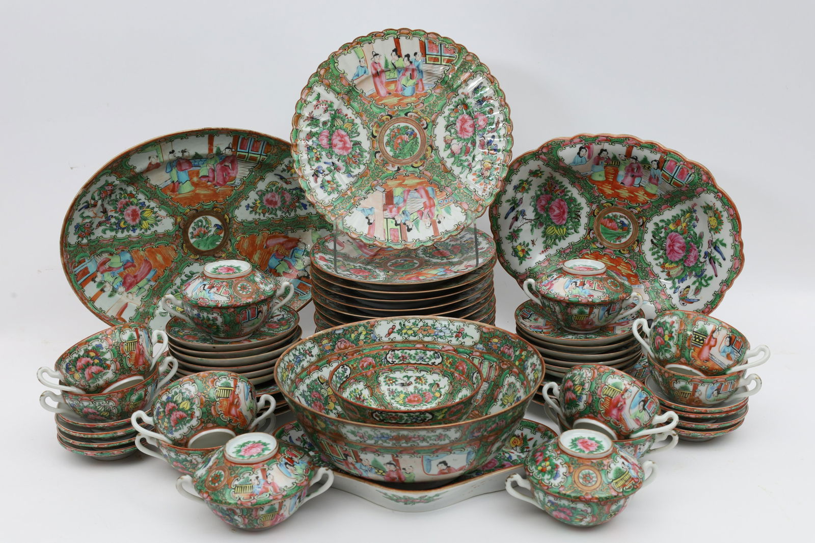 Lot Of 61 Pcs 19th C Chinese Famille Rose Dishes (1 of 5)