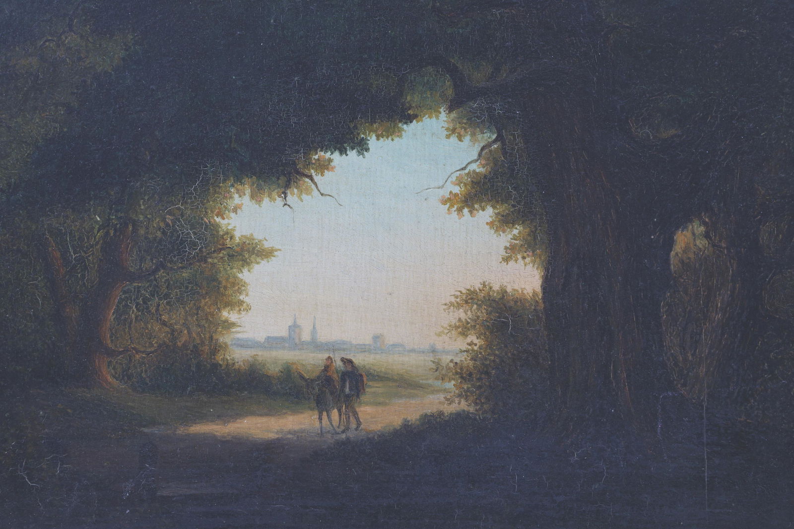 19th C European School Oil Panel Figural Landscape (1 of 6)
