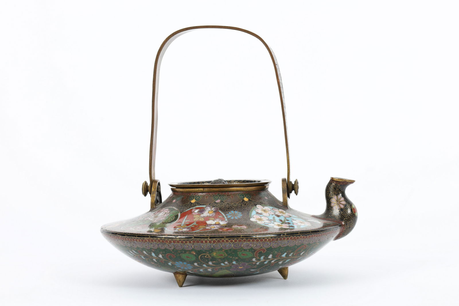 Very Fine Meiji Japanese Cloisonne Enamel Teapot (1 of 5)